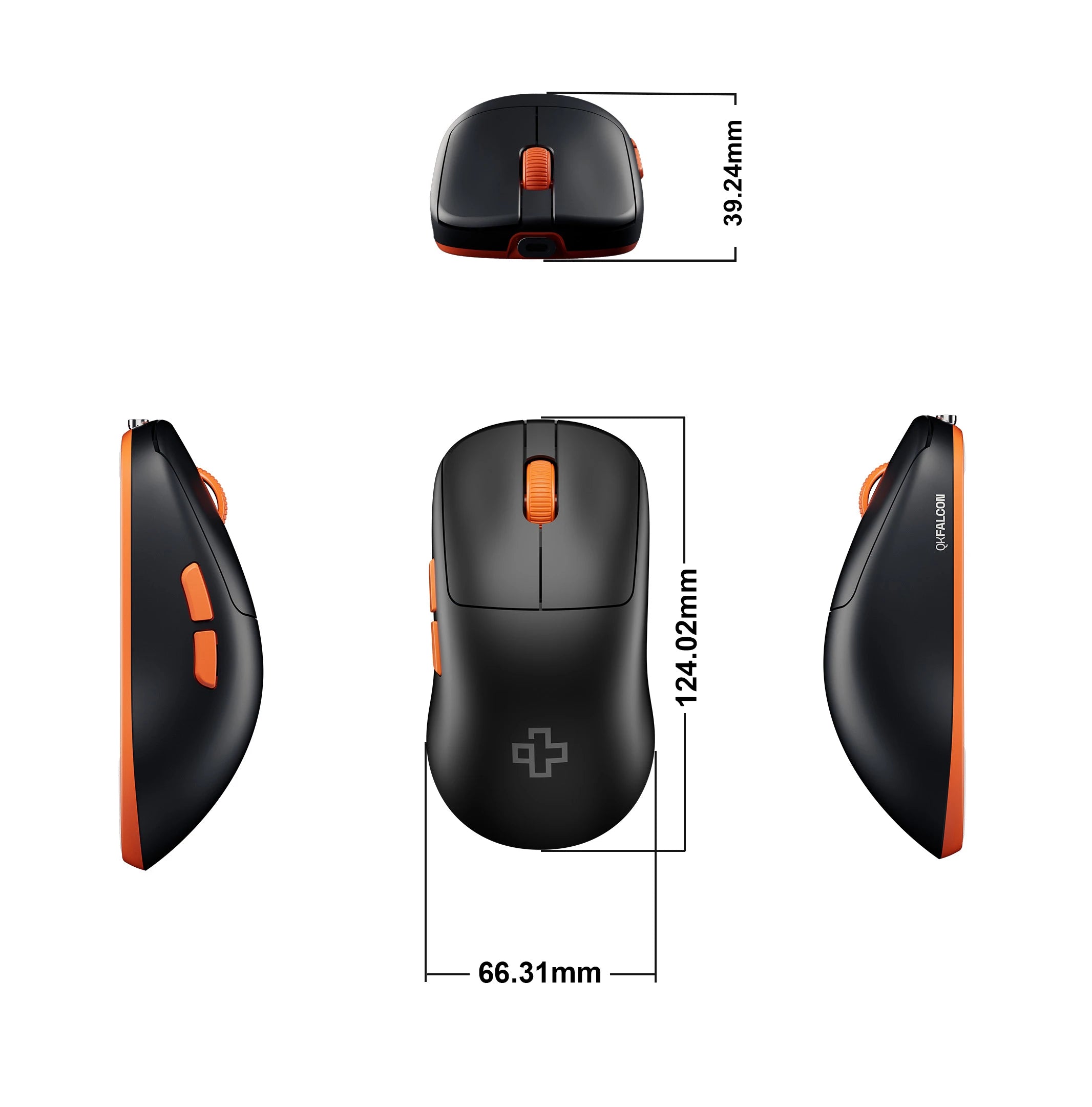 Souris Gaming QwertyKey Falcon Noir 8K, 30.000 DPI, Bluetooth Sans Fil Trio Mode, Pixart 3950