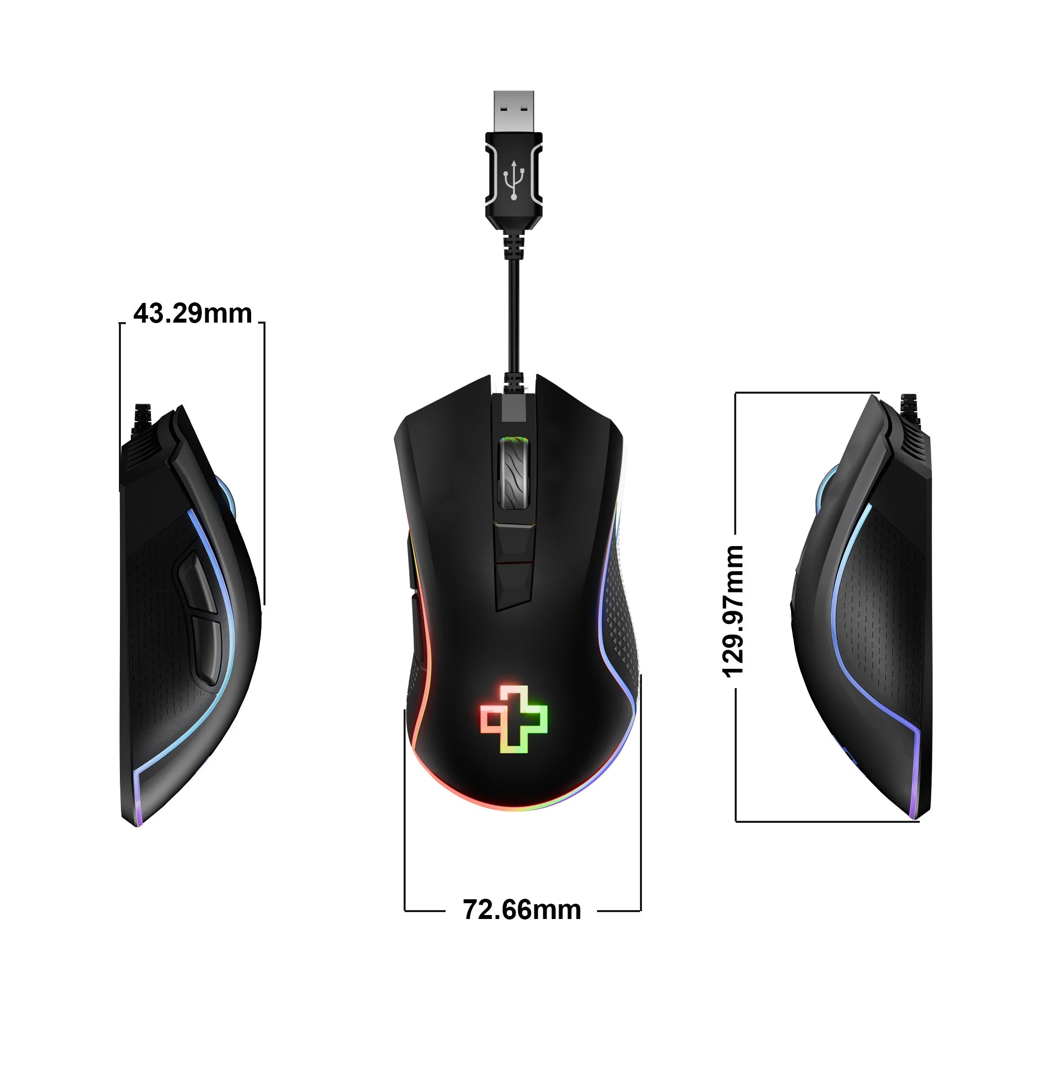Souris Gaming QwertyKey Forge Noir, RGB, 12 000 DPI, Logiciel