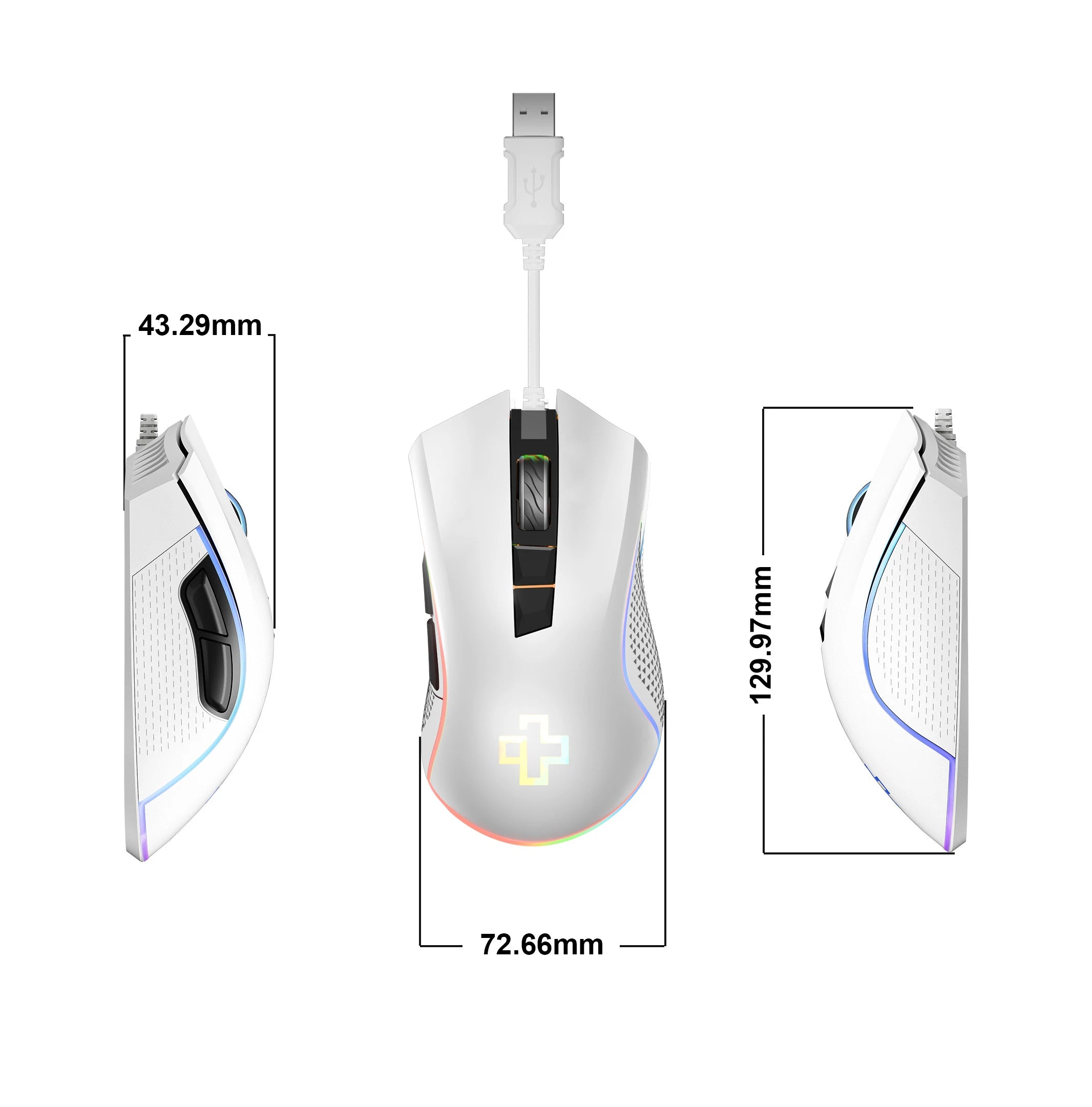 Ratón Gaming QwertyKey Forge Alb, RGB, 12.000 DPI, Software