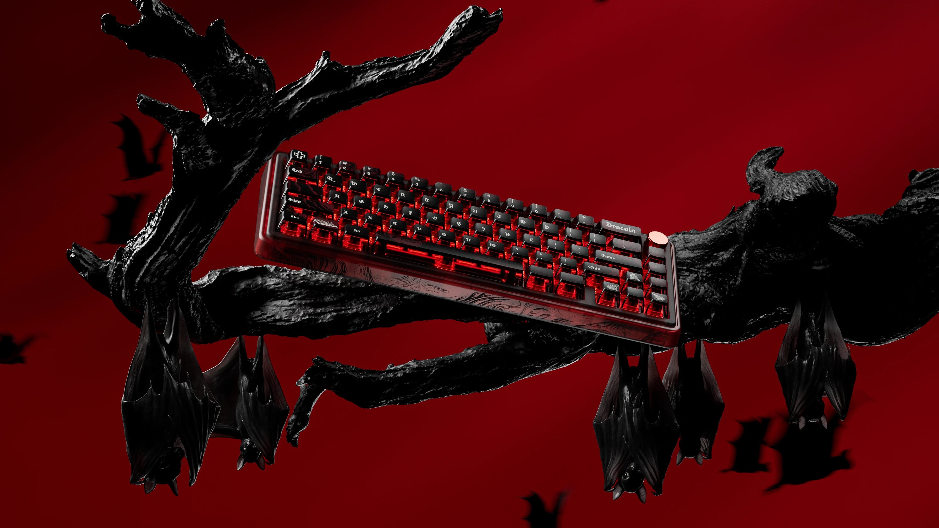 QwertyKey65 Pro Dracula Bluetooth Sans Fil VIA Hotswap RGB Clavier Mécanique Gaming