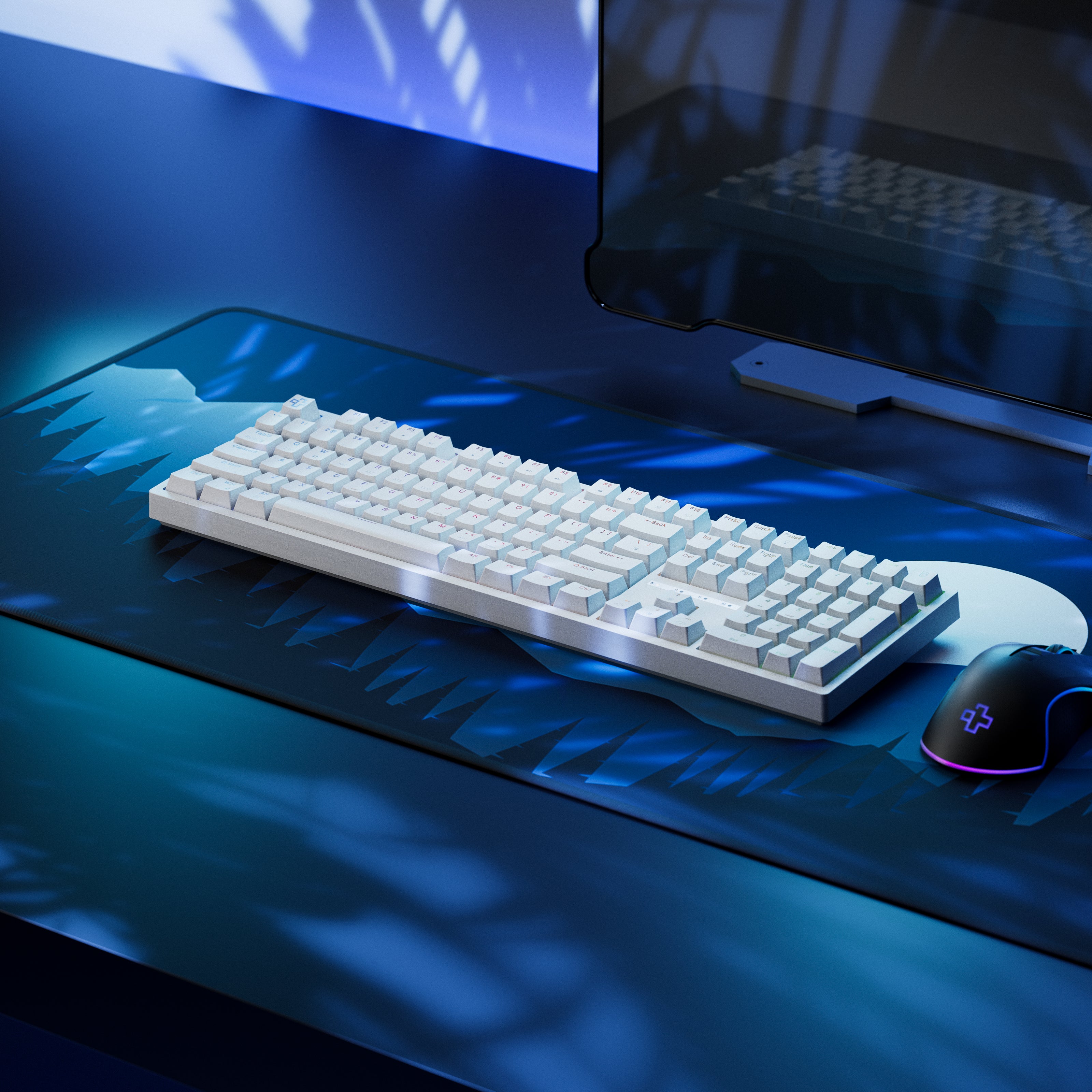 QwertyKey H100 Biała Bezprzewodowa Bluetooth Hotswap RGB Mechaniczna Klawiatura Gamingowa