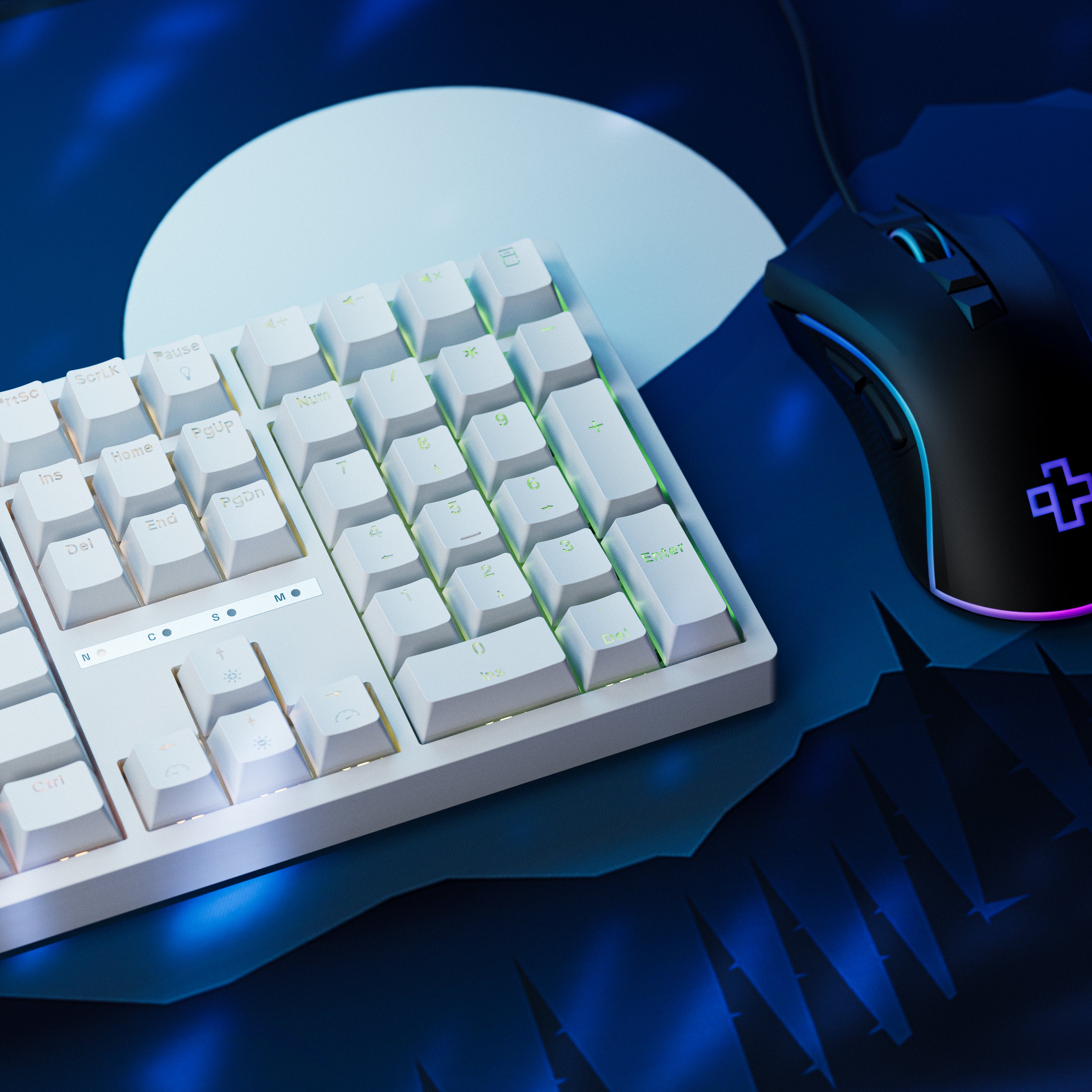 QwertyKey H100 Biała Bezprzewodowa Bluetooth Hotswap RGB Mechaniczna Klawiatura Gamingowa