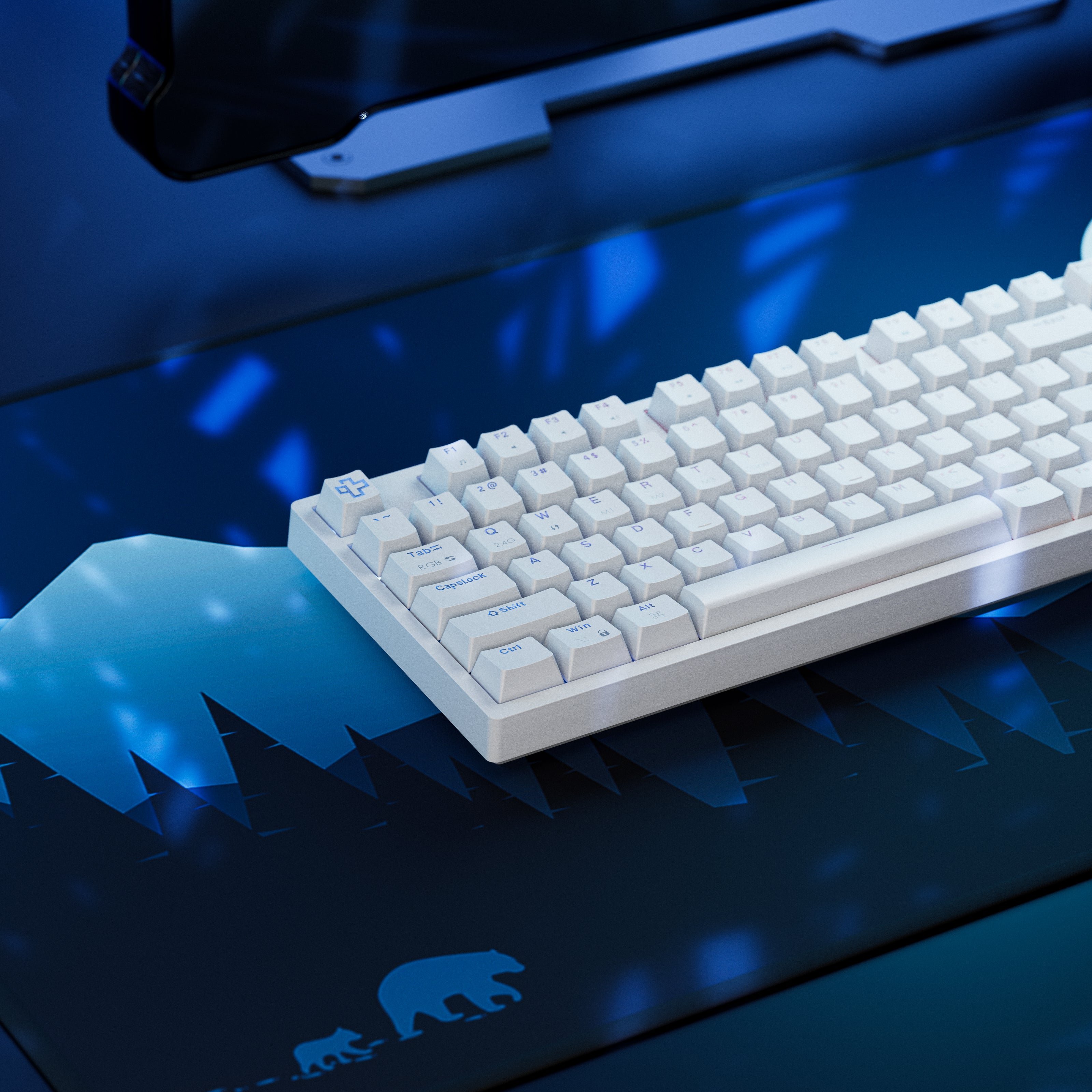 QwertyKey H100 Biała Bezprzewodowa Bluetooth Hotswap RGB Mechaniczna Klawiatura Gamingowa