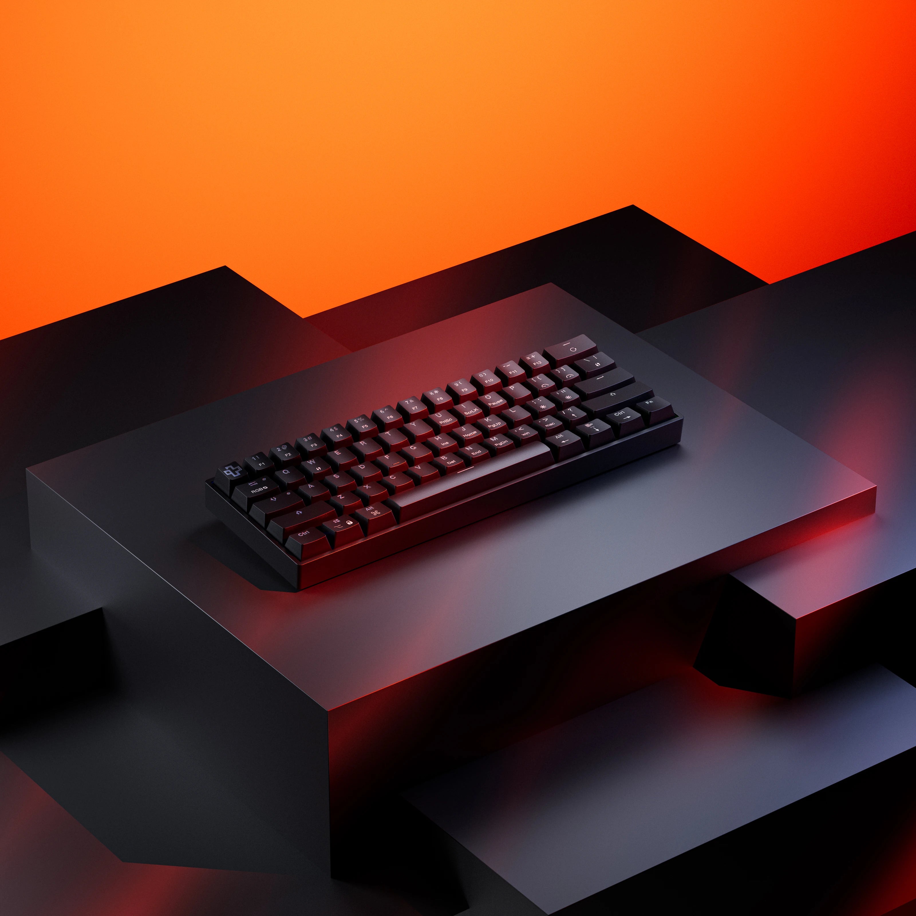 Clavier Mécanique Gaming QwertyKey H61 Split Neagra Hotswap RGB