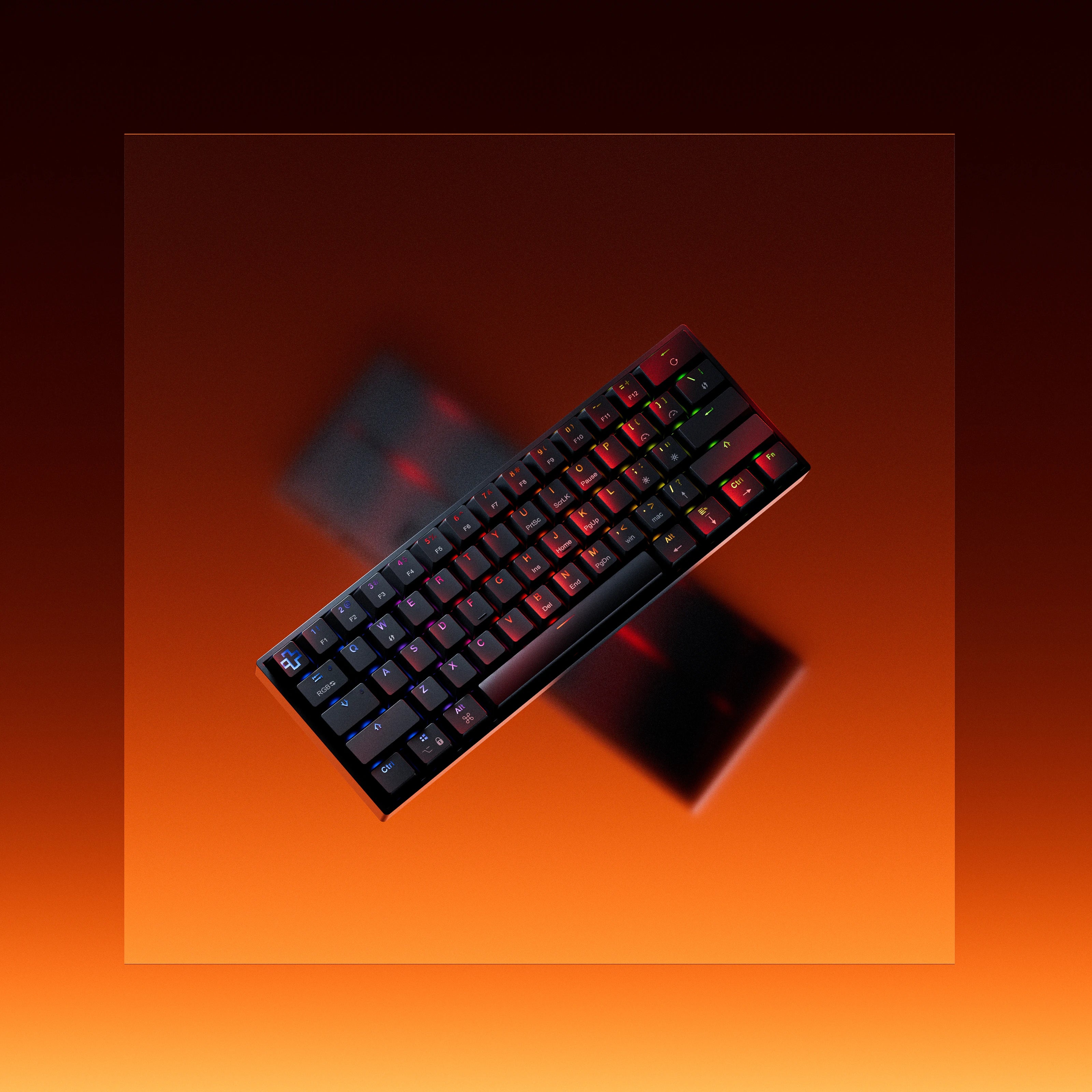 Clavier Mécanique Gaming QwertyKey H61 Split Neagra Hotswap RGB