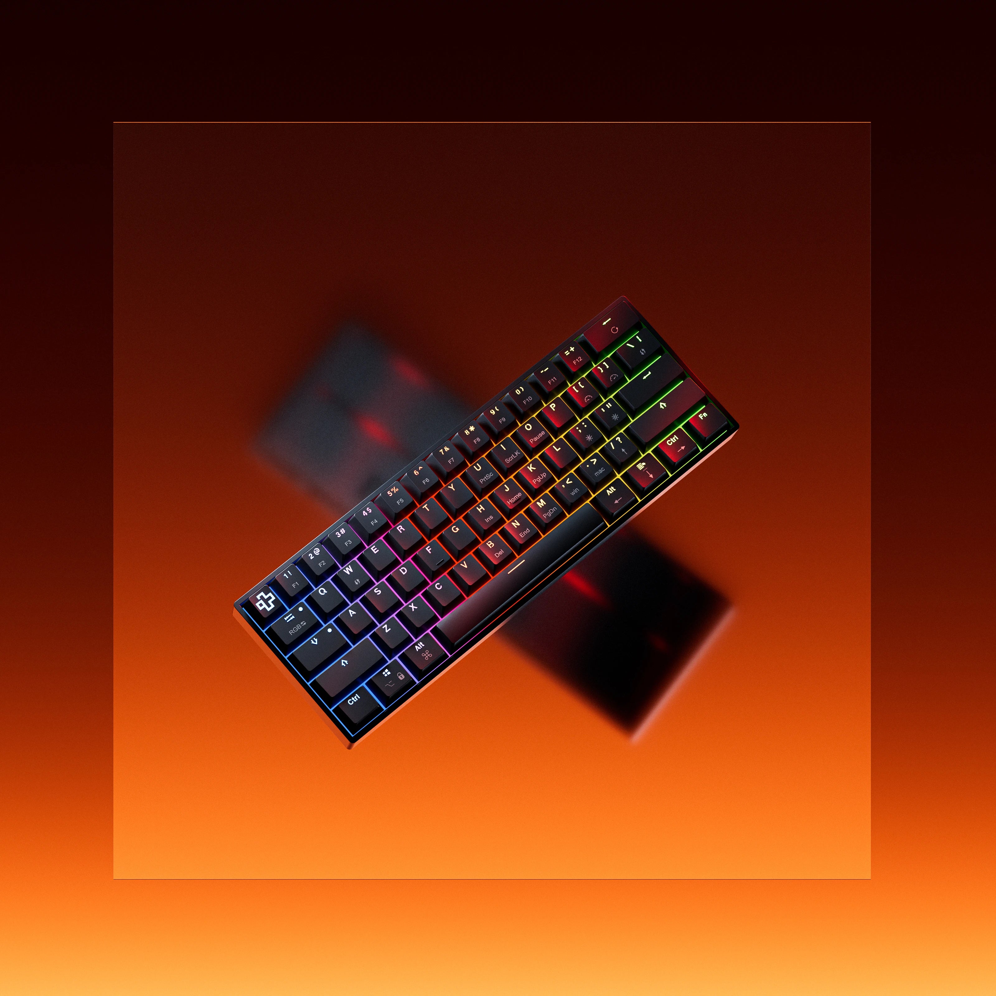 QwertyKey H61 Split Schwarz Hotswap RGB Mechanische Gaming-Tastatur