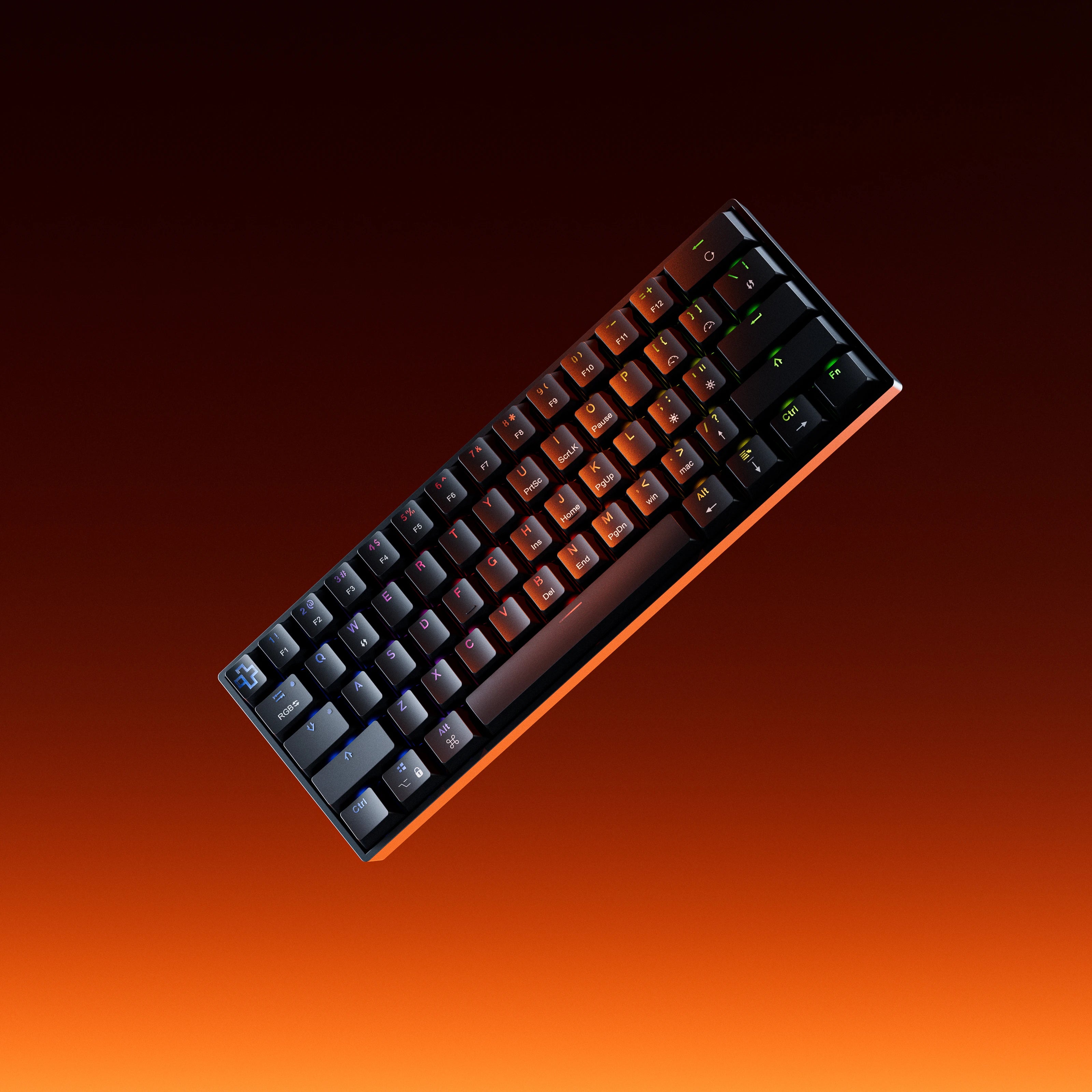 Clavier Mécanique Gaming QwertyKey H61 Split Neagra Hotswap RGB