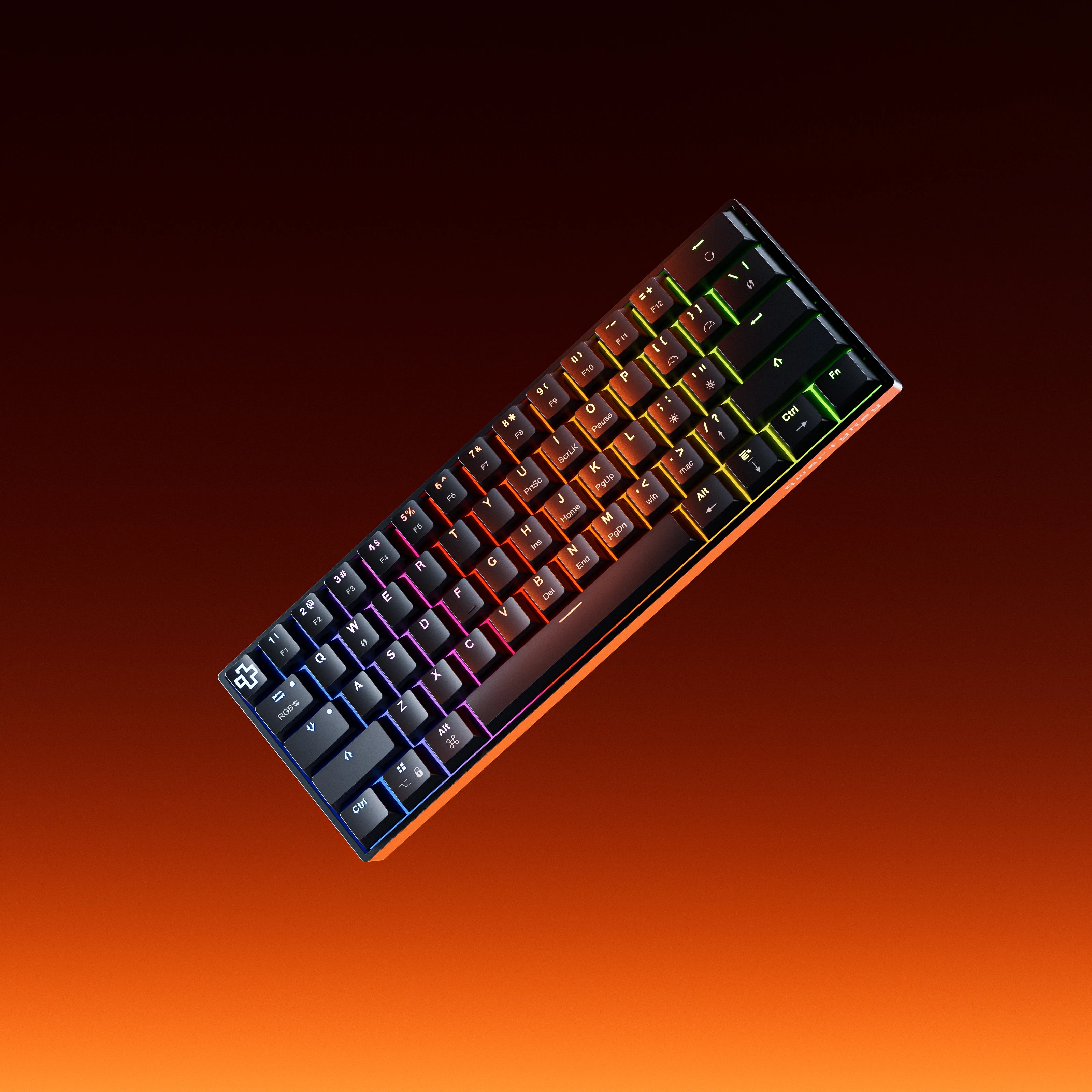 QwertyKey H61 Split Schwarz Hotswap RGB Mechanische Gaming-Tastatur