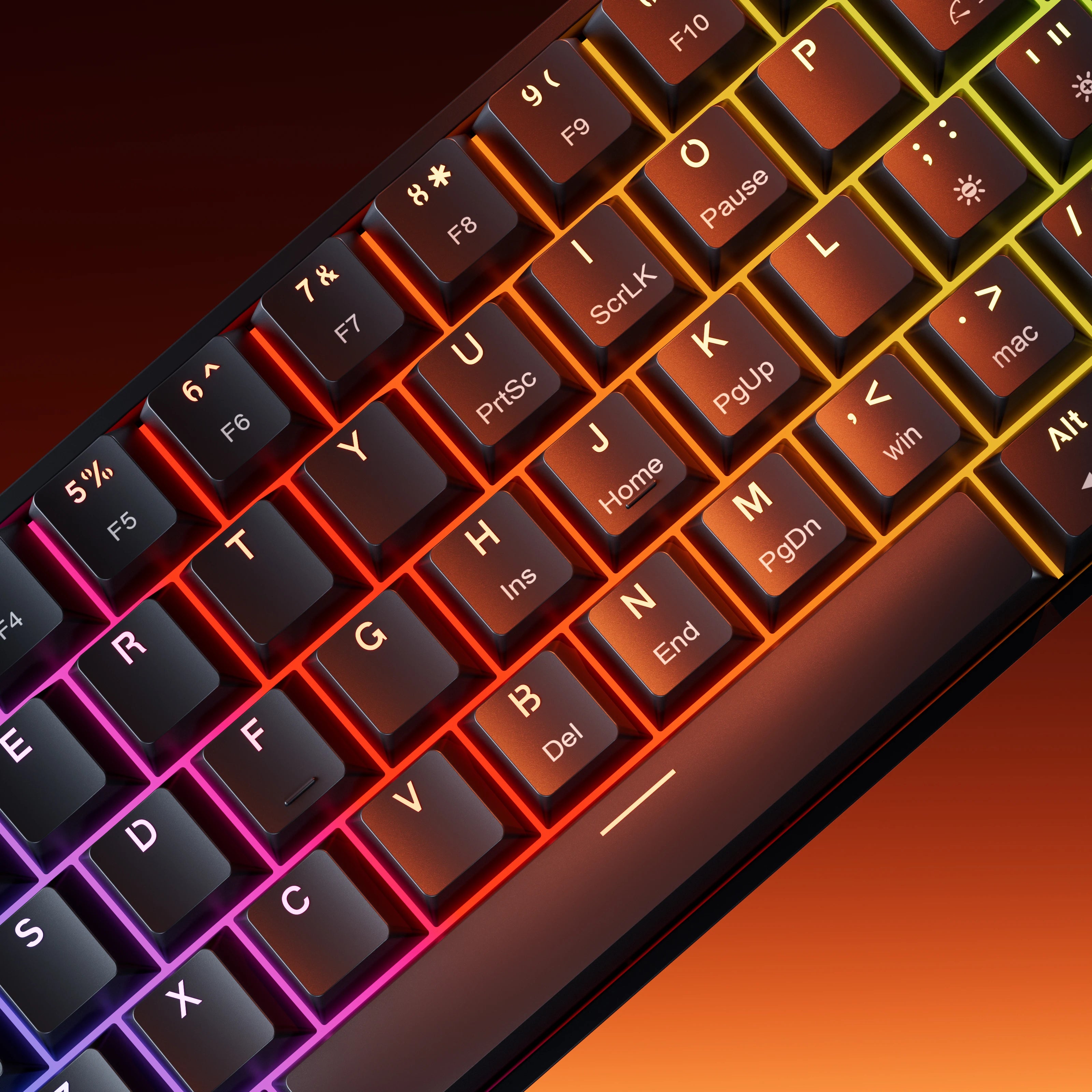 QwertyKey H61 Split Schwarz Hotswap RGB Mechanische Gaming-Tastatur