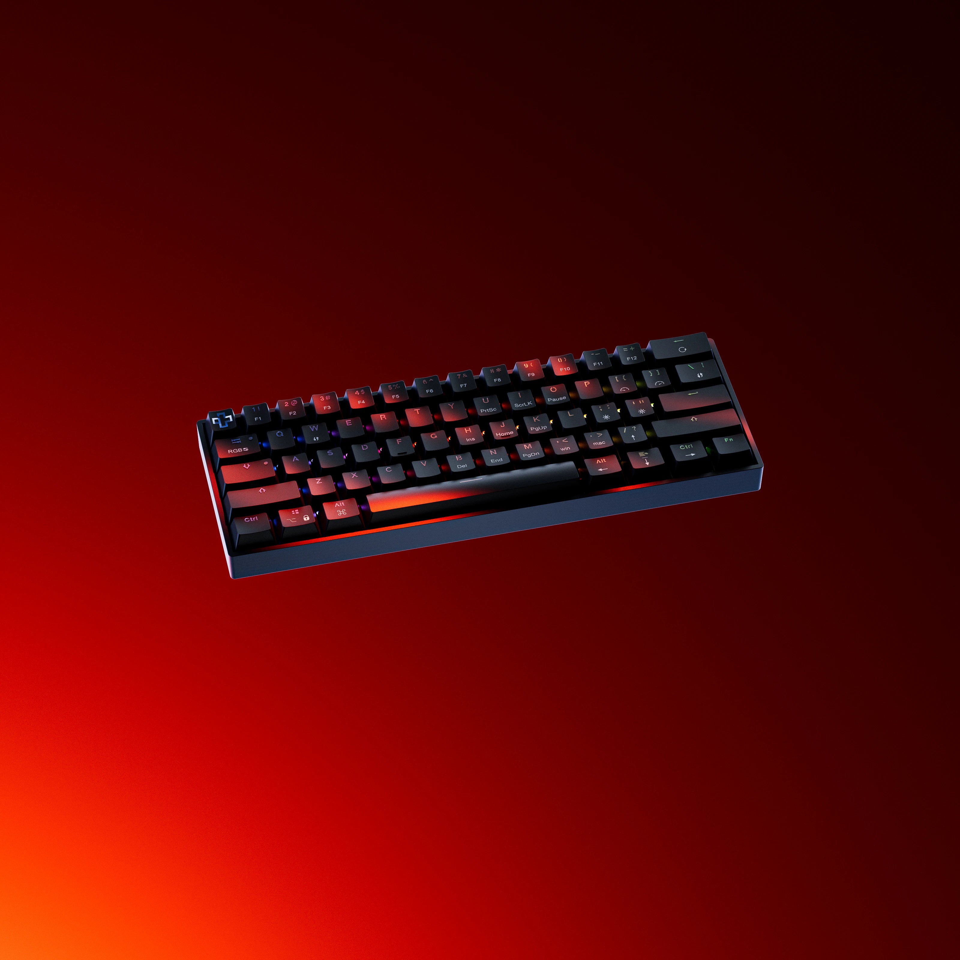 Clavier Mécanique Gaming QwertyKey H61 Split Neagra Hotswap RGB