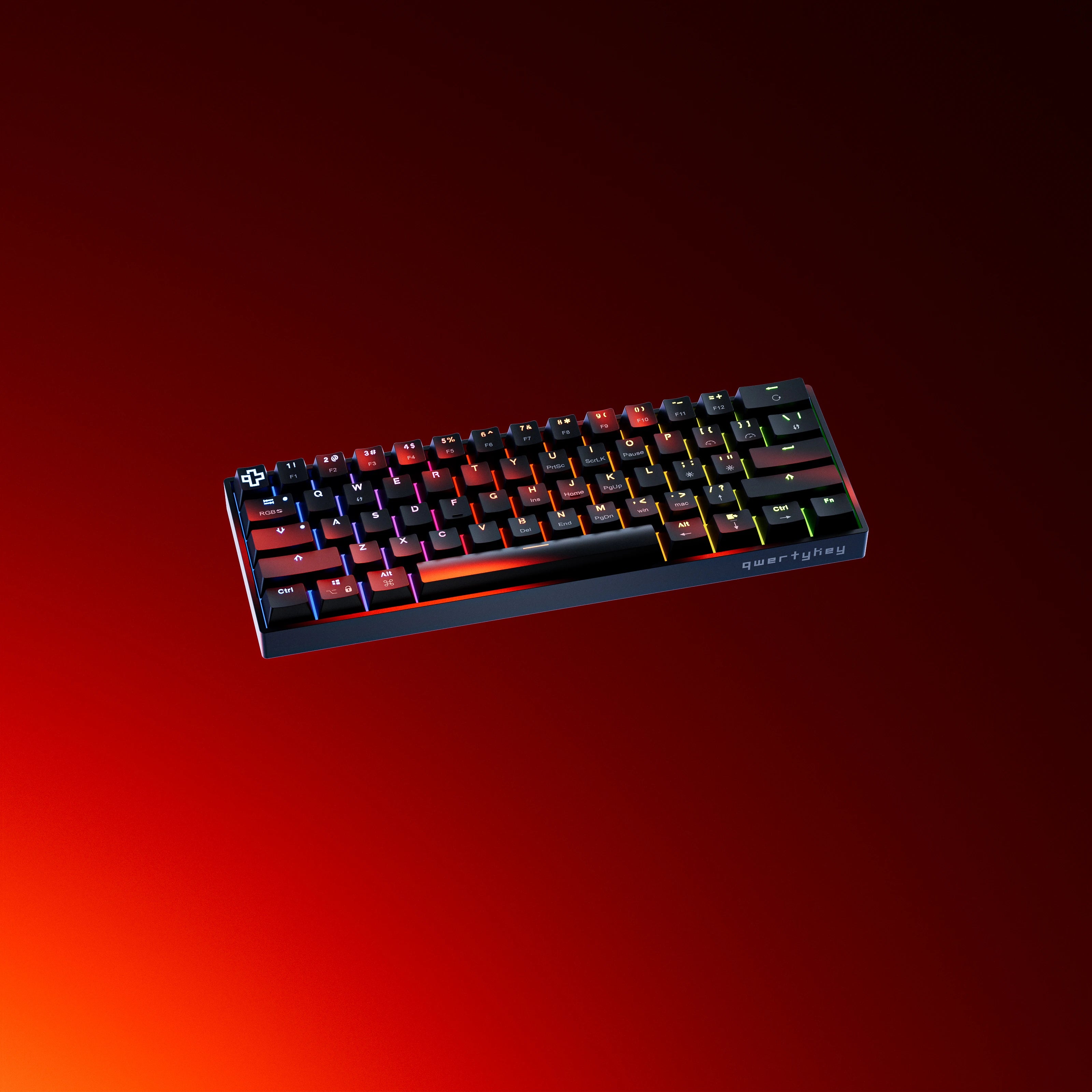 QwertyKey H61 Split Schwarz Hotswap RGB Mechanische Gaming-Tastatur