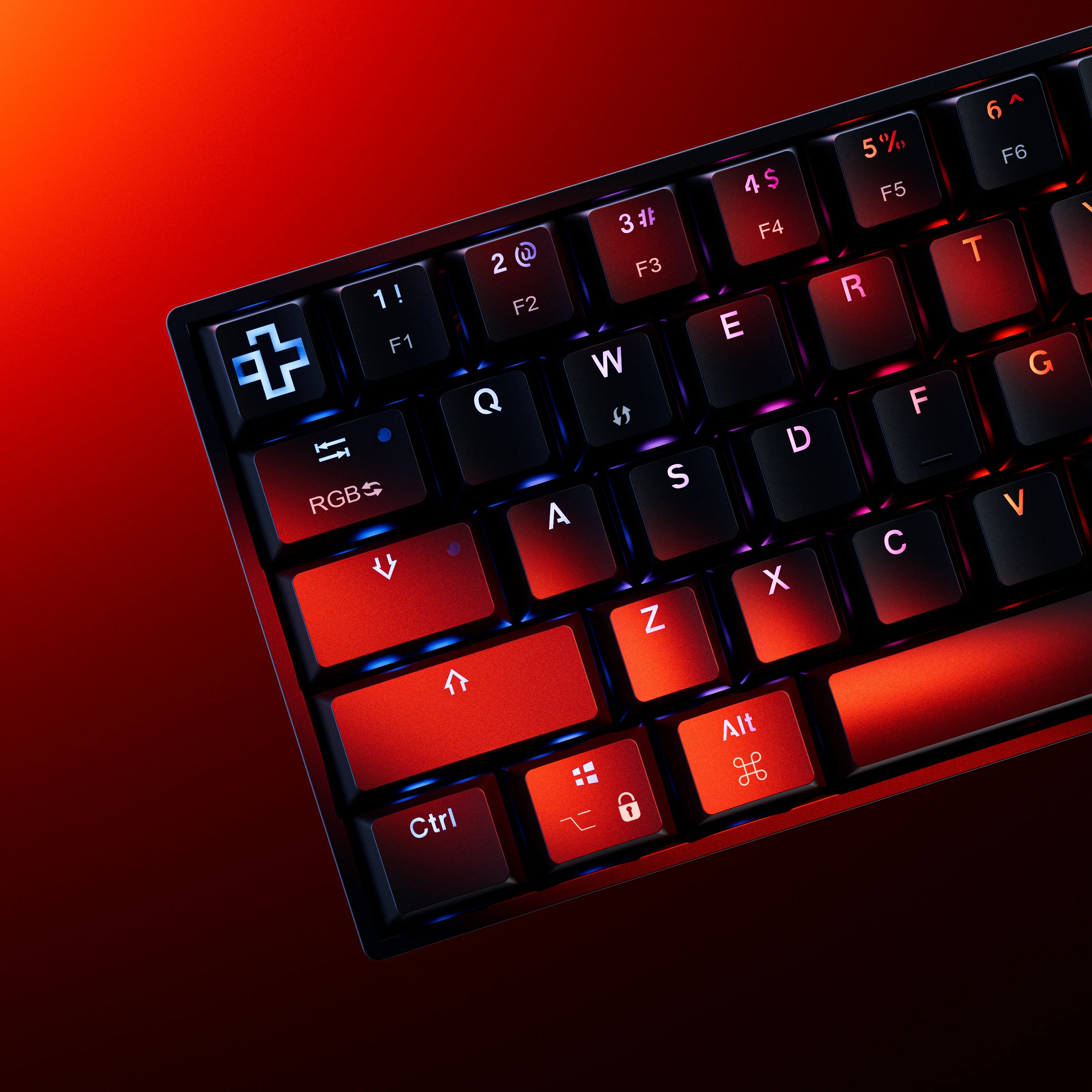 Clavier Mécanique Gaming QwertyKey H61 Split Neagra Hotswap RGB