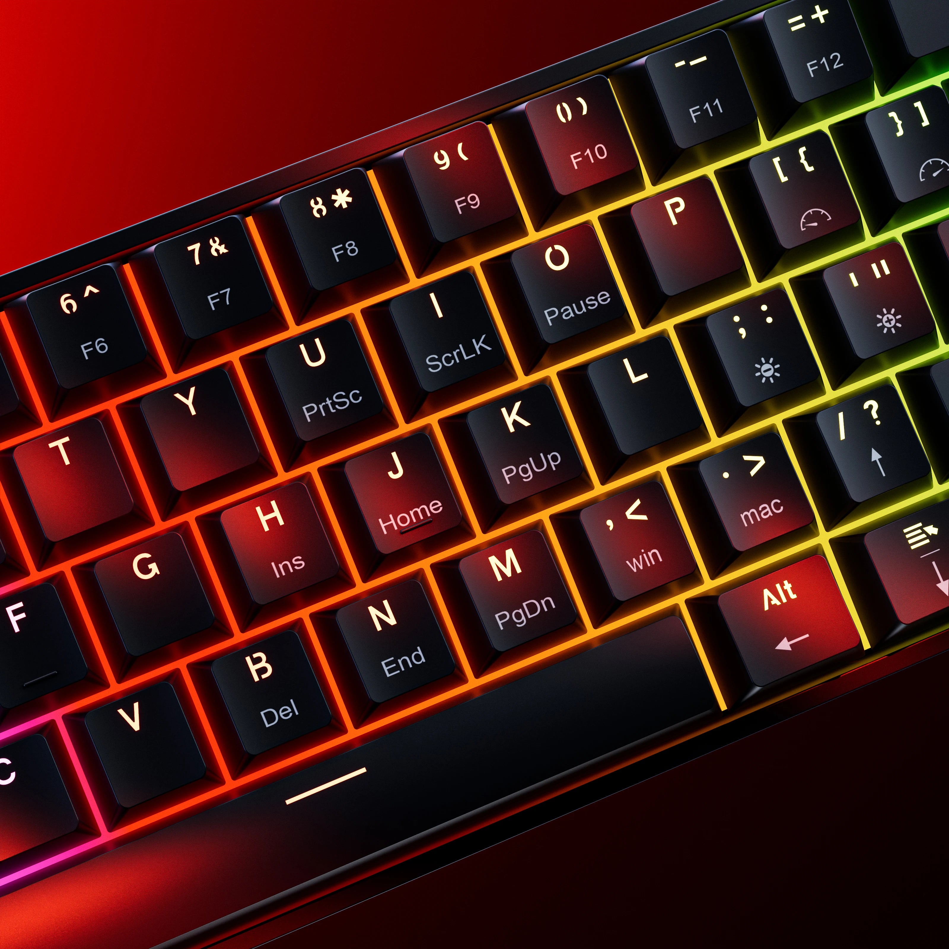 QwertyKey H61 Split Schwarz Hotswap RGB Mechanische Gaming-Tastatur