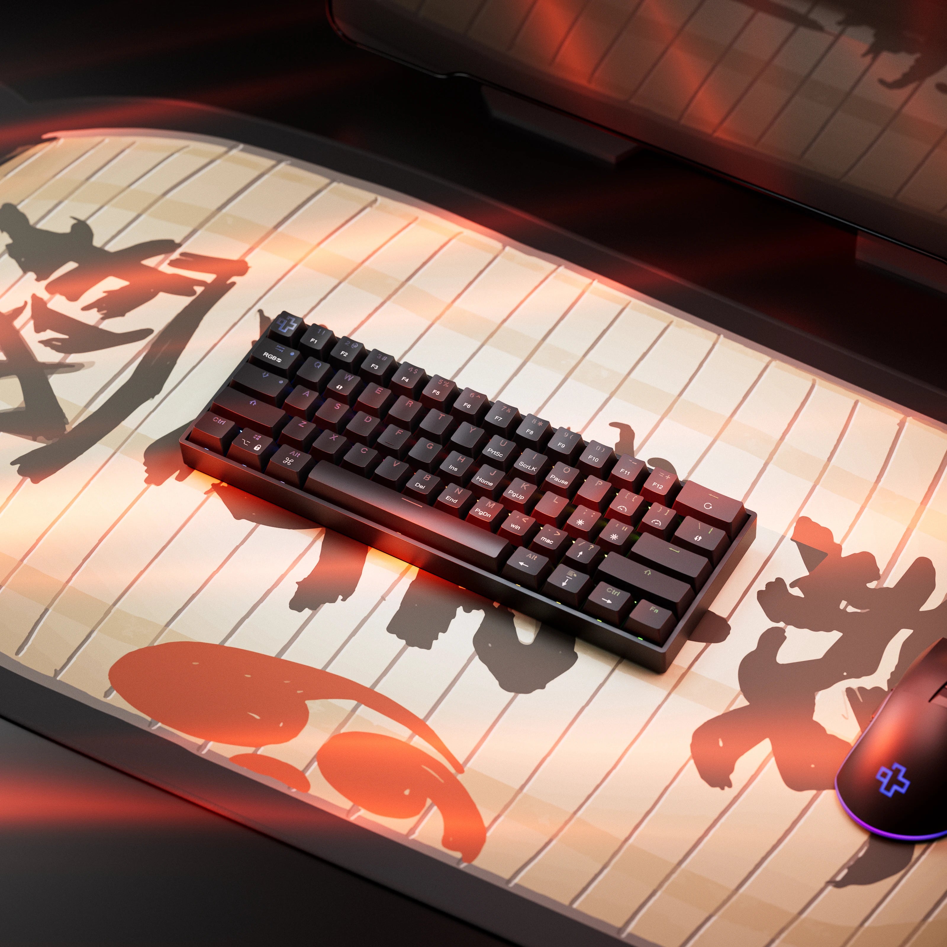 Clavier Mécanique Gaming QwertyKey H61 Split Neagra Hotswap RGB