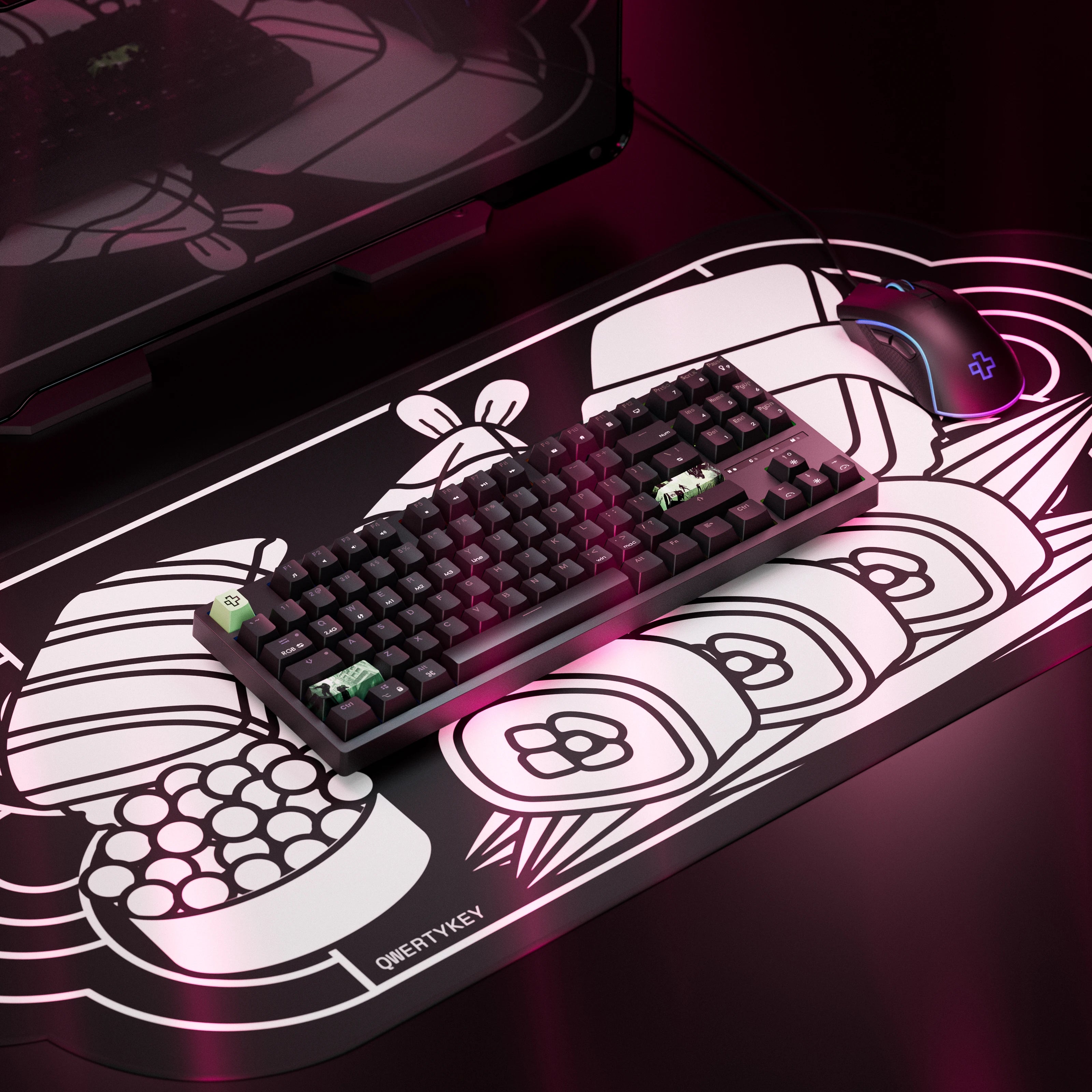QwertyKey H87 Neagra Bluetooth Wireless Hotswap RGB Tastiera Meccanica Gaming
