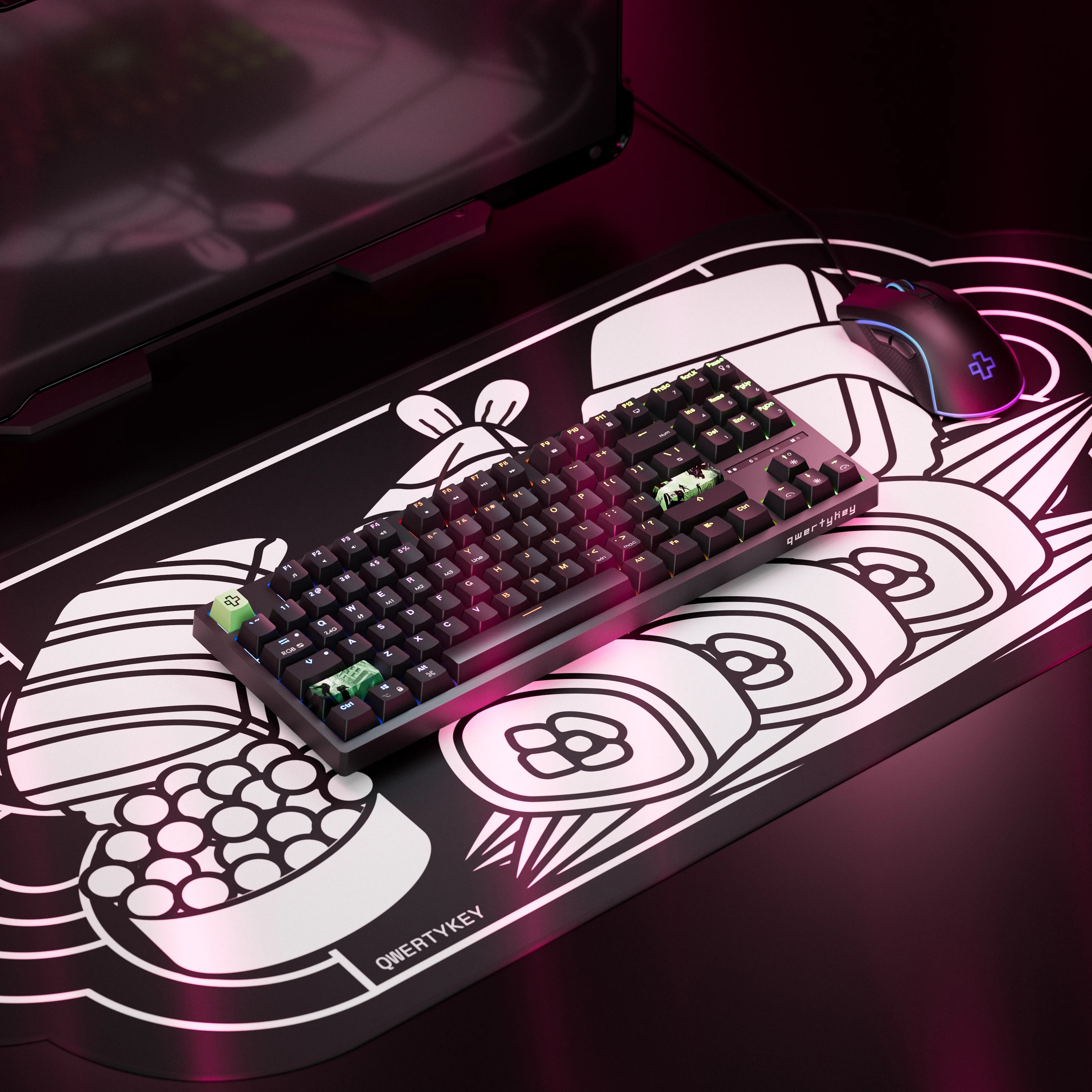 QwertyKey H87 Neagra Bluetooth Wireless Hotswap RGB Gaming Mechanische Tastatur
