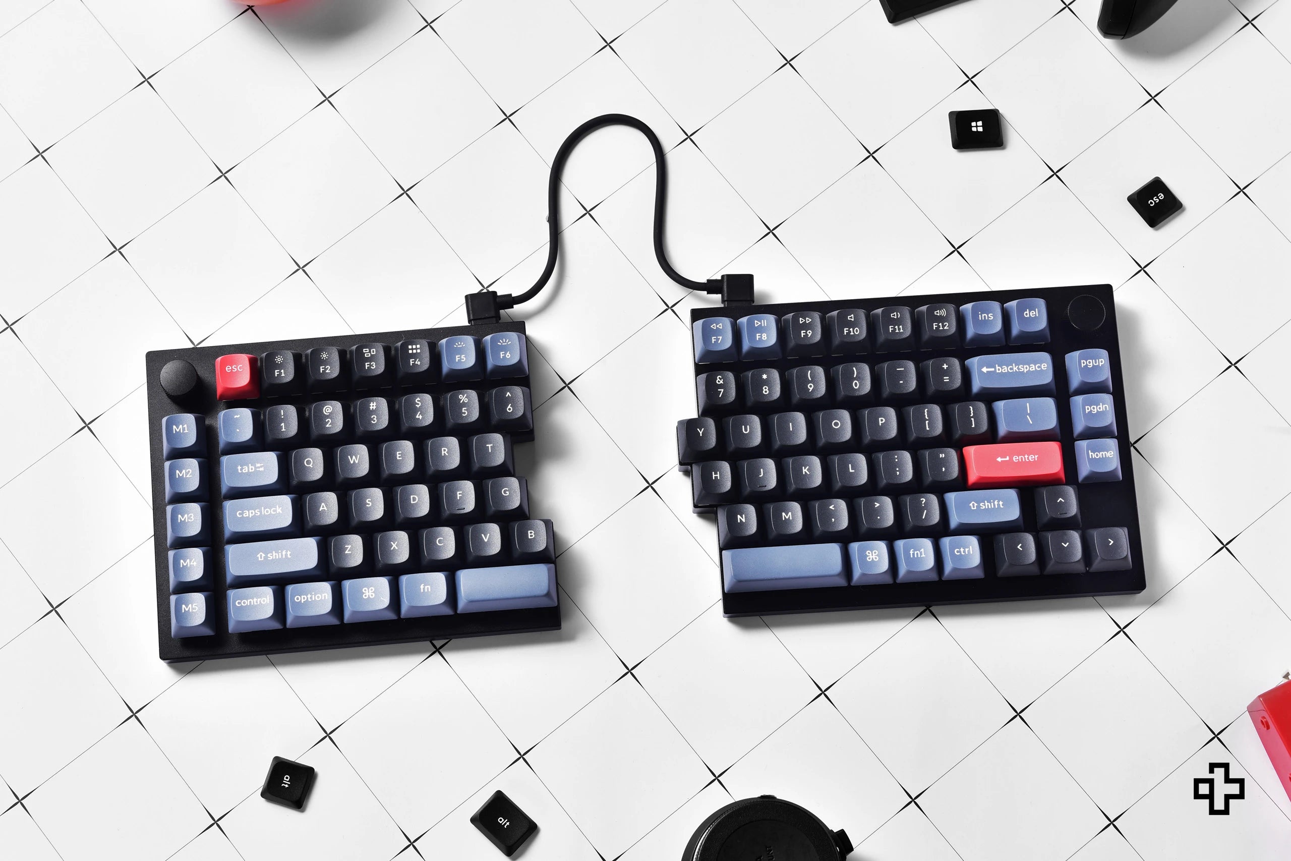 Keychron Q11 Carbon Black Hotswap Aluminum RGB Gateron G Pro Red Custom Split Mechanical Keyboard