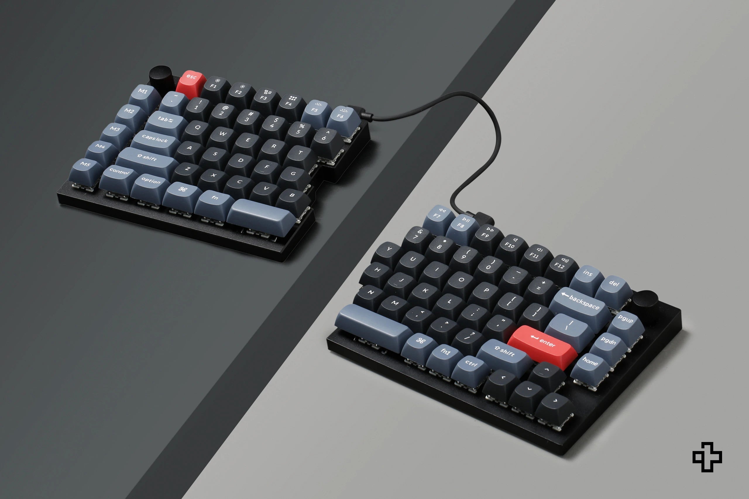 Keychron Q11 Carbon Black Hotswap Aluminum RGB Gateron G Pro Red Custom Split Mechanical Keyboard