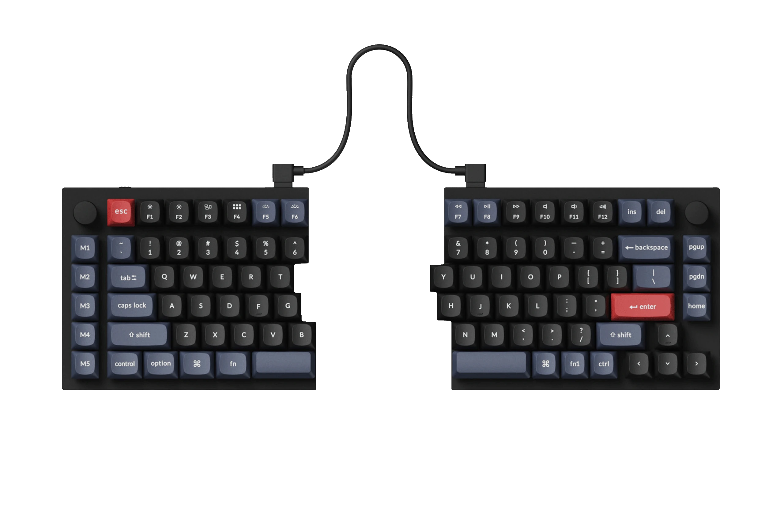 Keychron Q11 Carbon Black Hotswap Aluminum RGB Gateron G Pro Red Custom Split Mechanical Keyboard