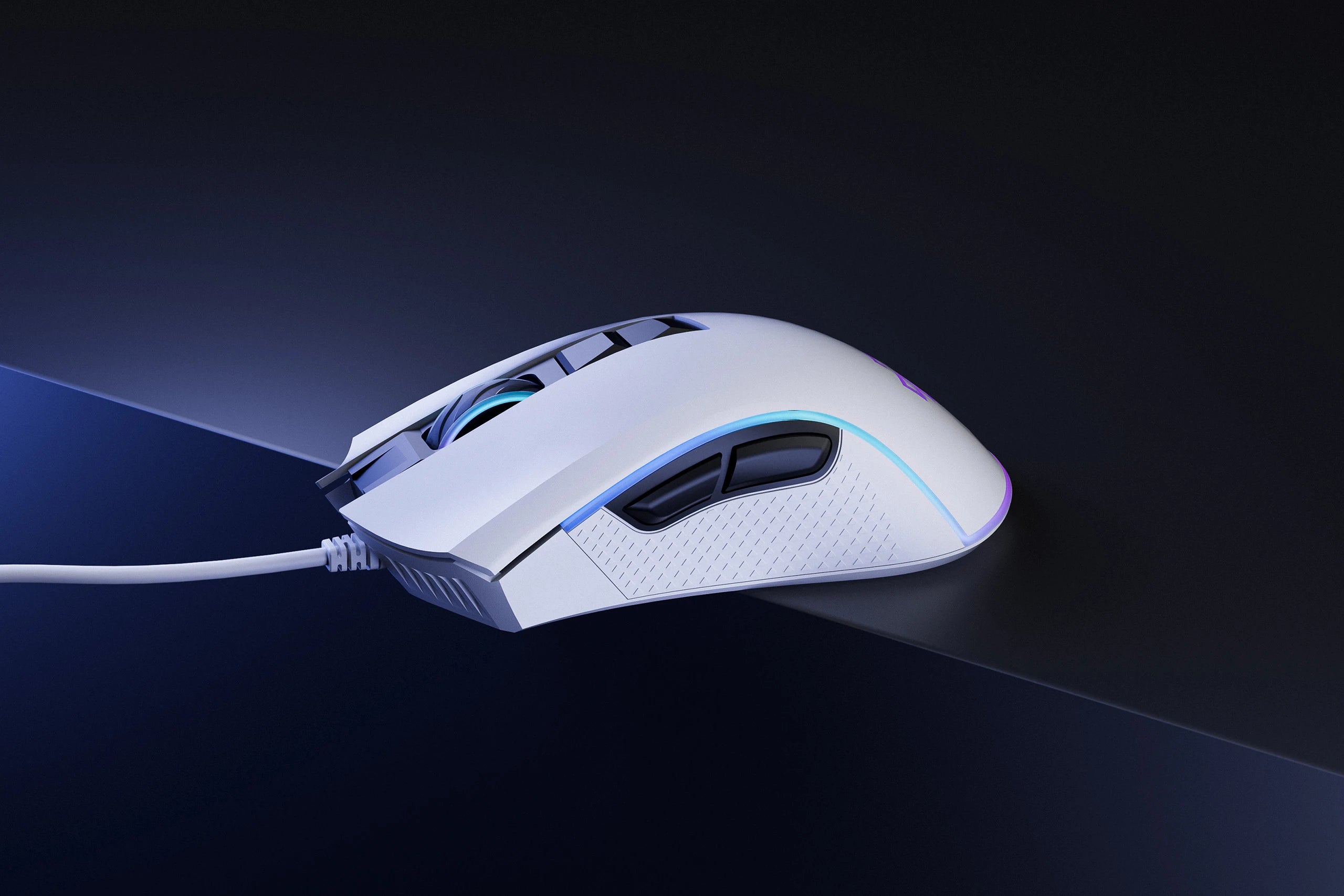 Ratón Gaming QwertyKey Forge Alb, RGB, 12.000 DPI, Software