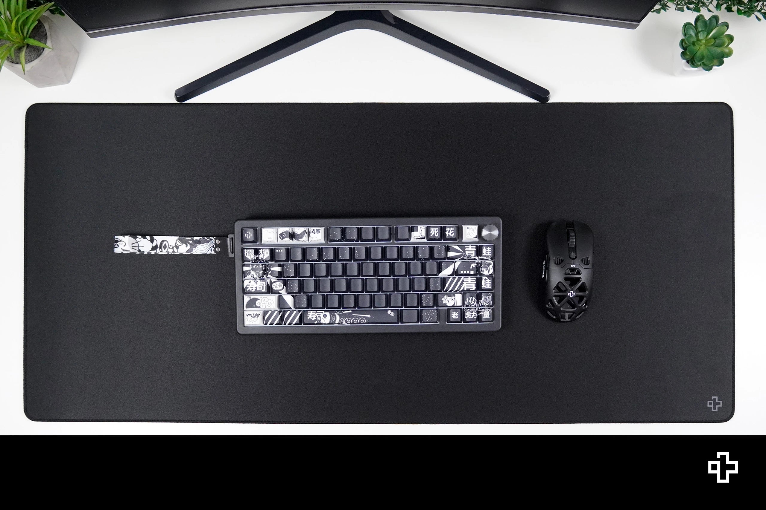 Deskmat Mousepad QwertyKey Nero Classico Semplice 4mm bordi cuciti