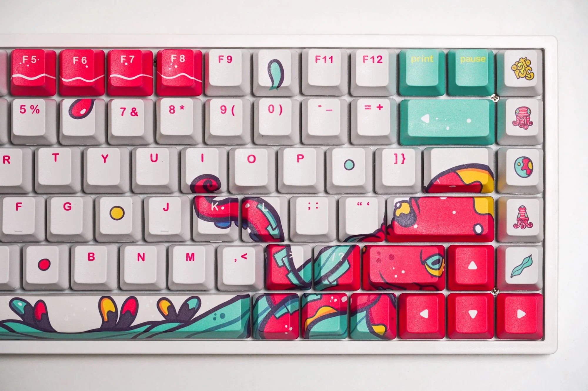 Ställ smak QwertyKey Octopus Vit Profil OEM Material PBT
