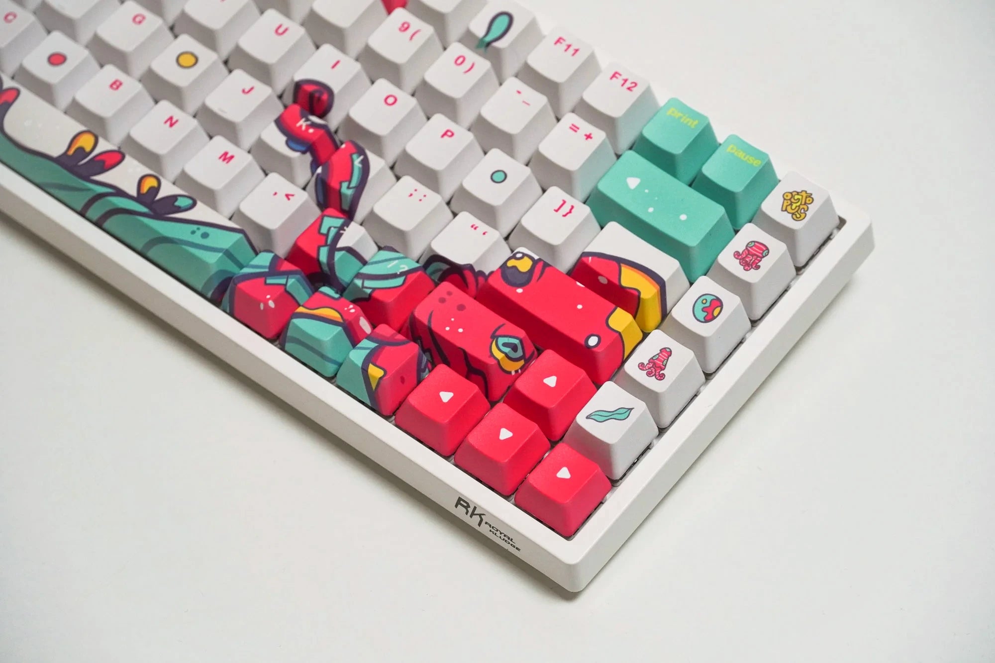 Ställ smak QwertyKey Octopus Vit Profil OEM Material PBT