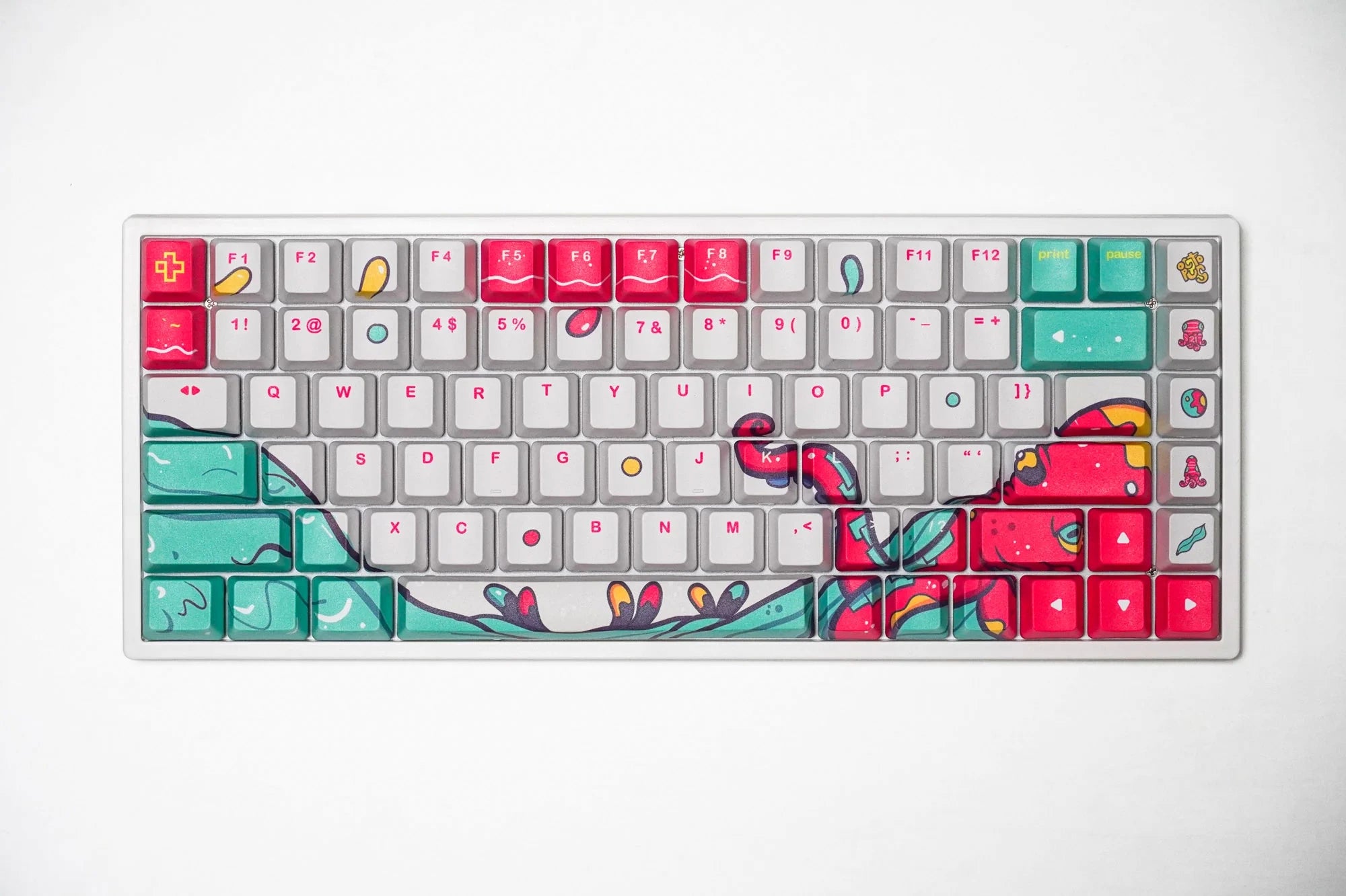 Ställ smak QwertyKey Octopus Vit Profil OEM Material PBT