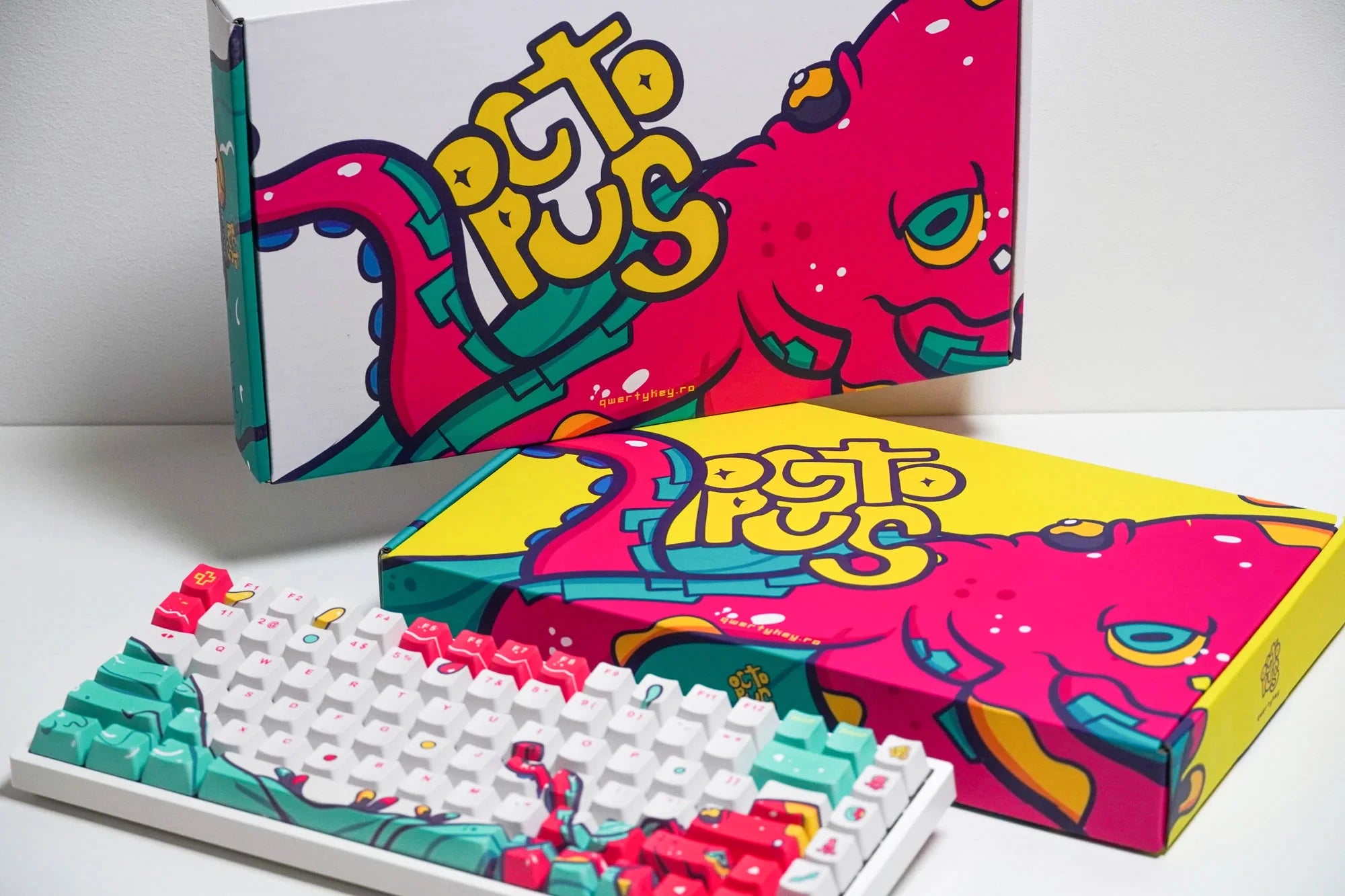 Ställ smak QwertyKey Octopus Vit Profil OEM Material PBT