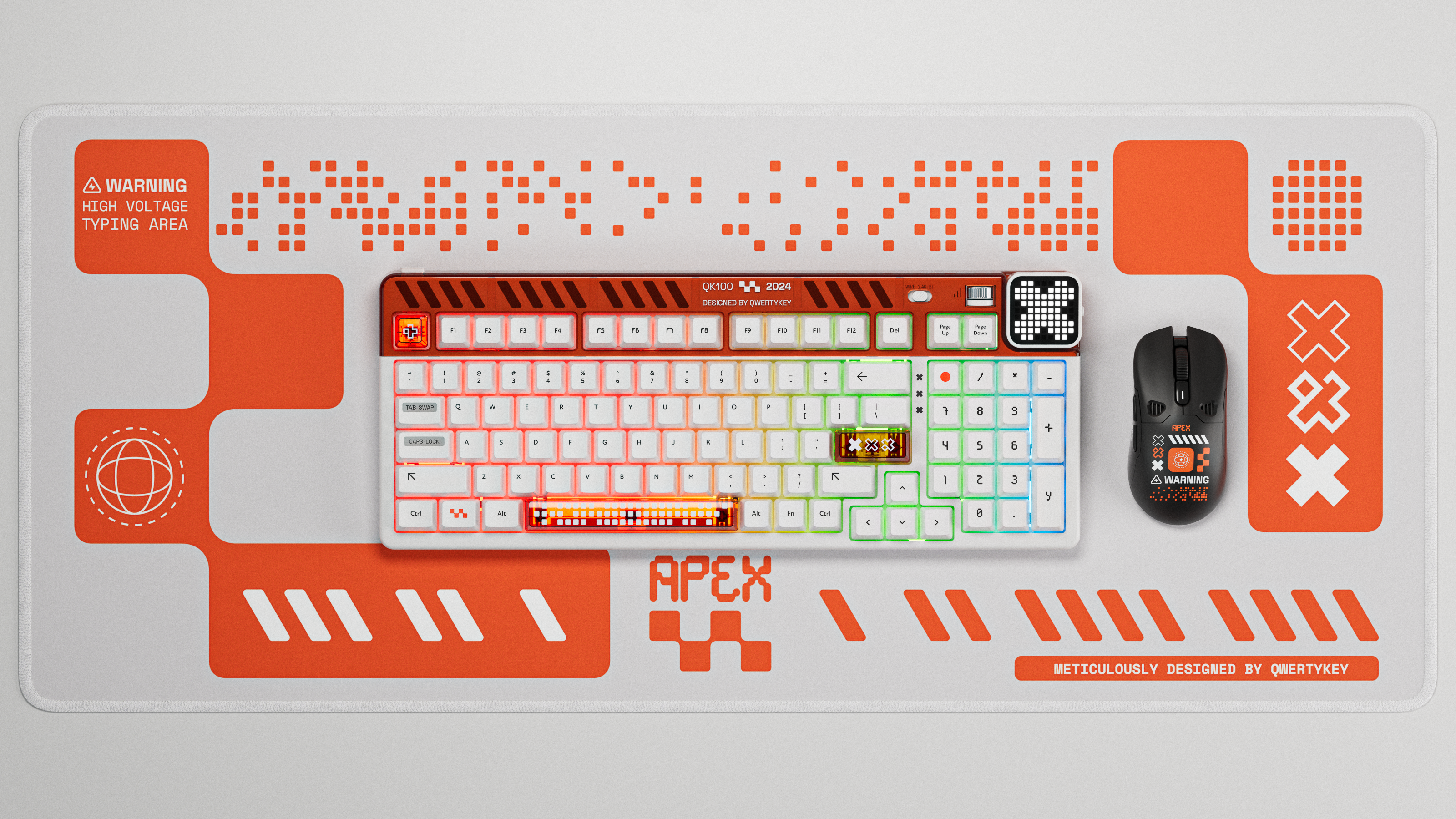QwertyKey100 Apex Hotswap RGB Bildschirm Pixel Bluetooth Gasket Mount Mechanische Gaming-Tastatur