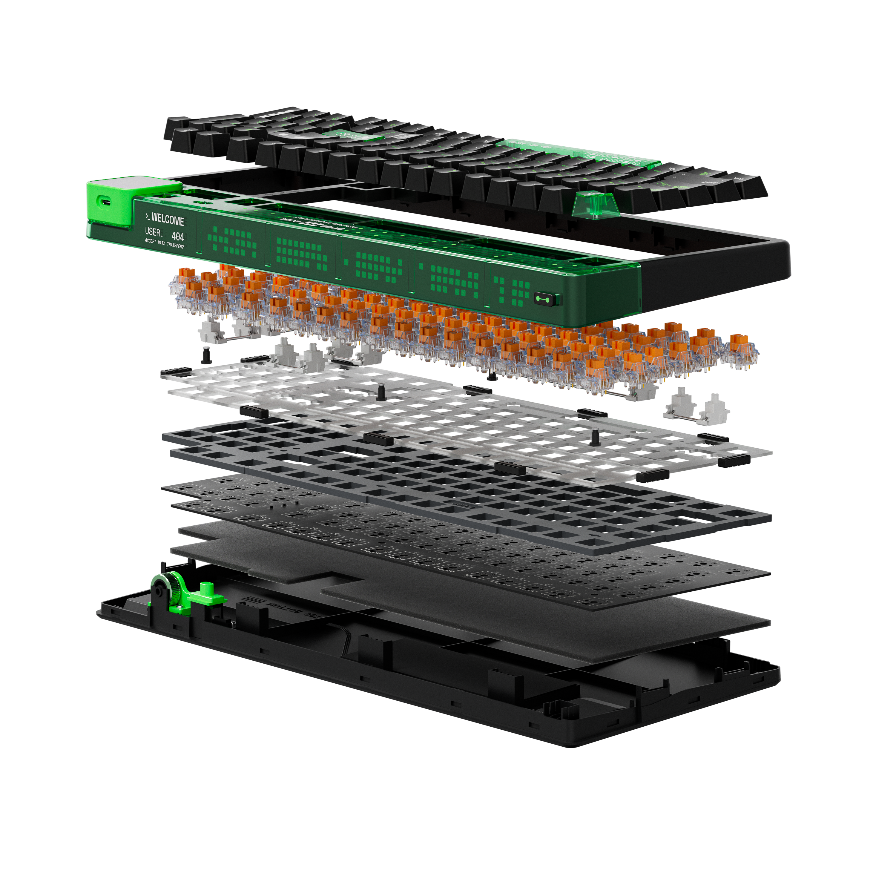 QwertyKey100 Matrix Hotswap RGB Bildschirm Pixel Bluetooth Gasket Mount Gaming Tastatur