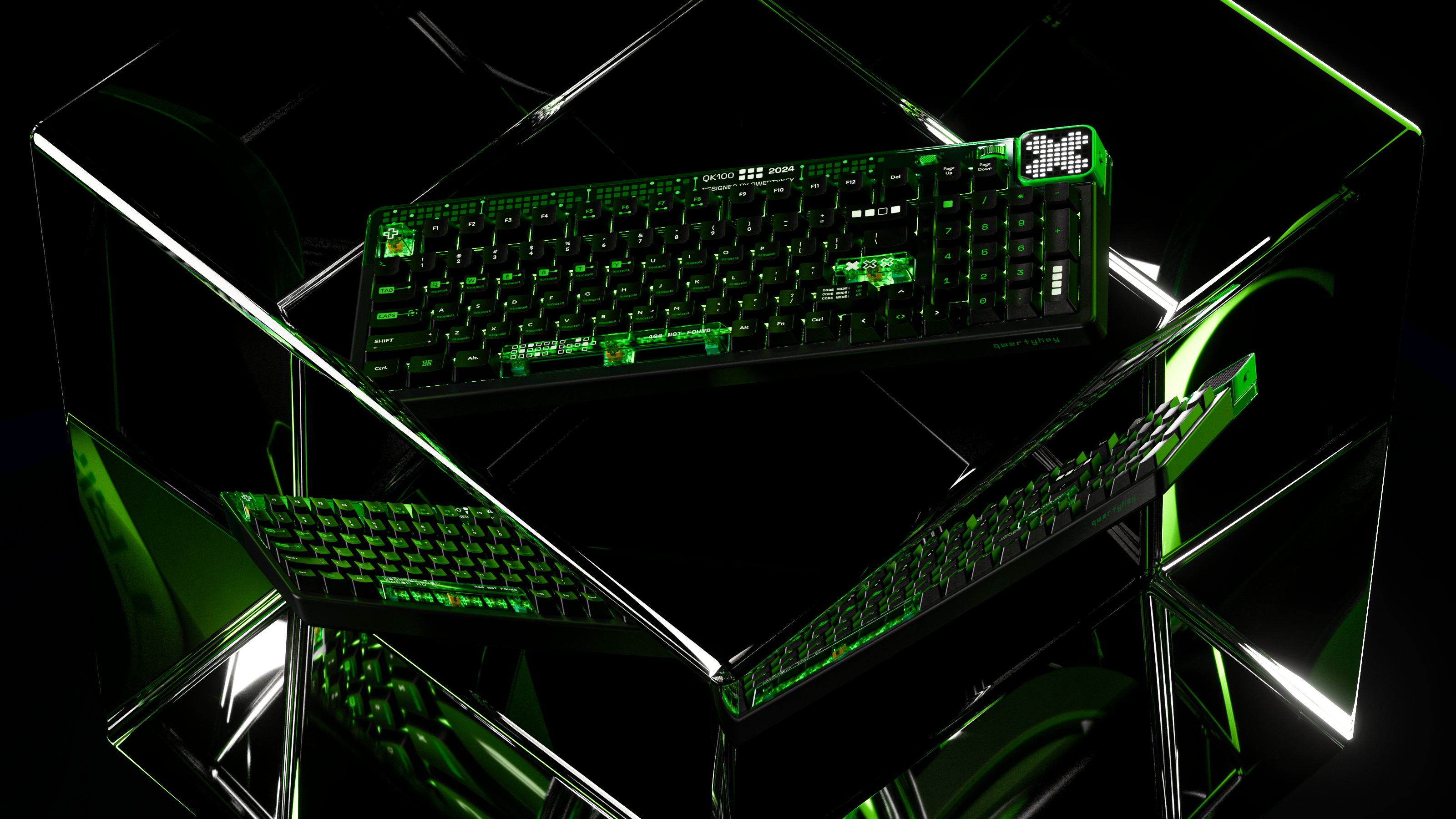 QwertyKey100 Matrix Hotswap RGB Bildschirm Pixel Bluetooth Gasket Mount Gaming Tastatur