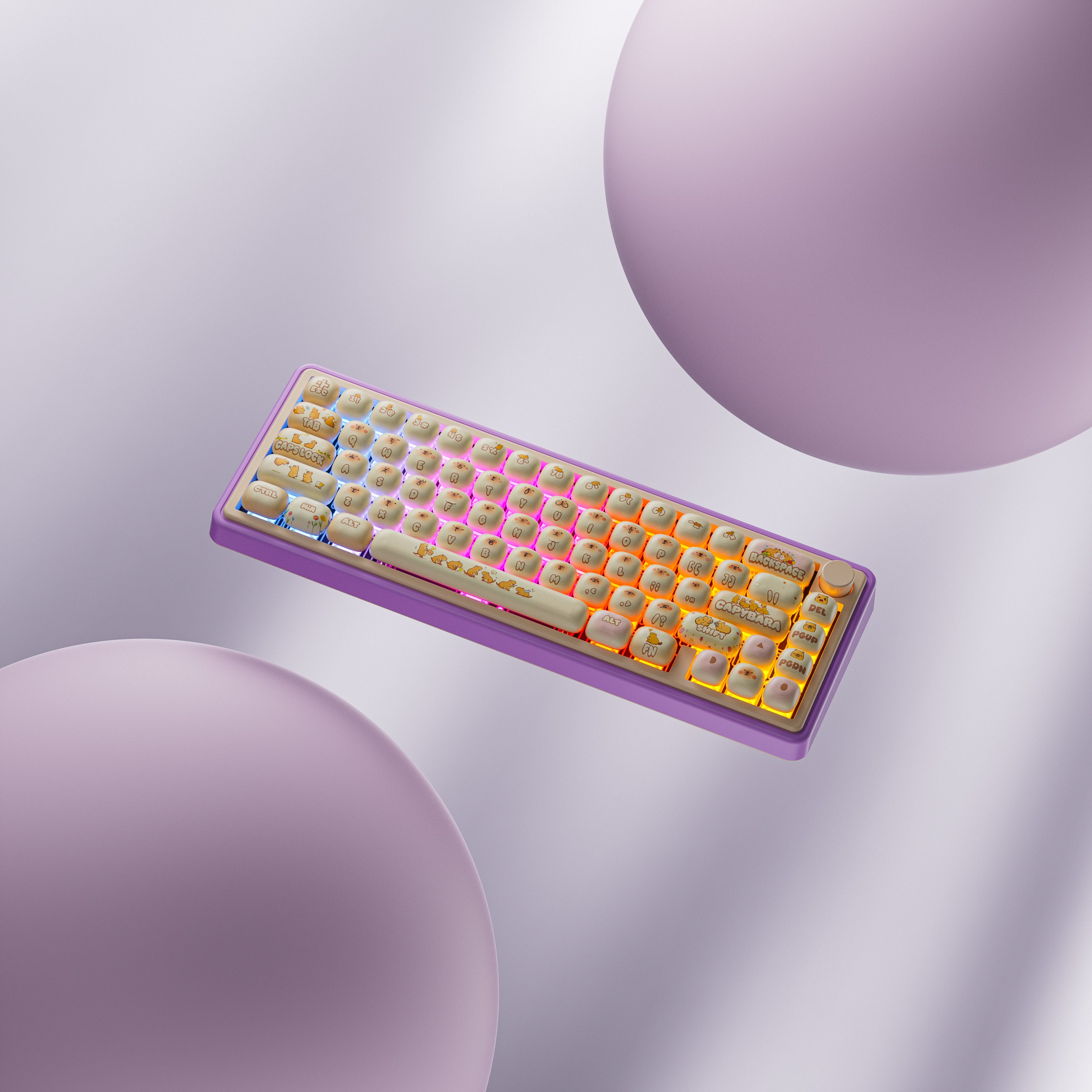 QwertyKey65 Pro Capibara Bluetooth Inalámbrica VIA Hotswap RGB Teclado Mecánico Gaming