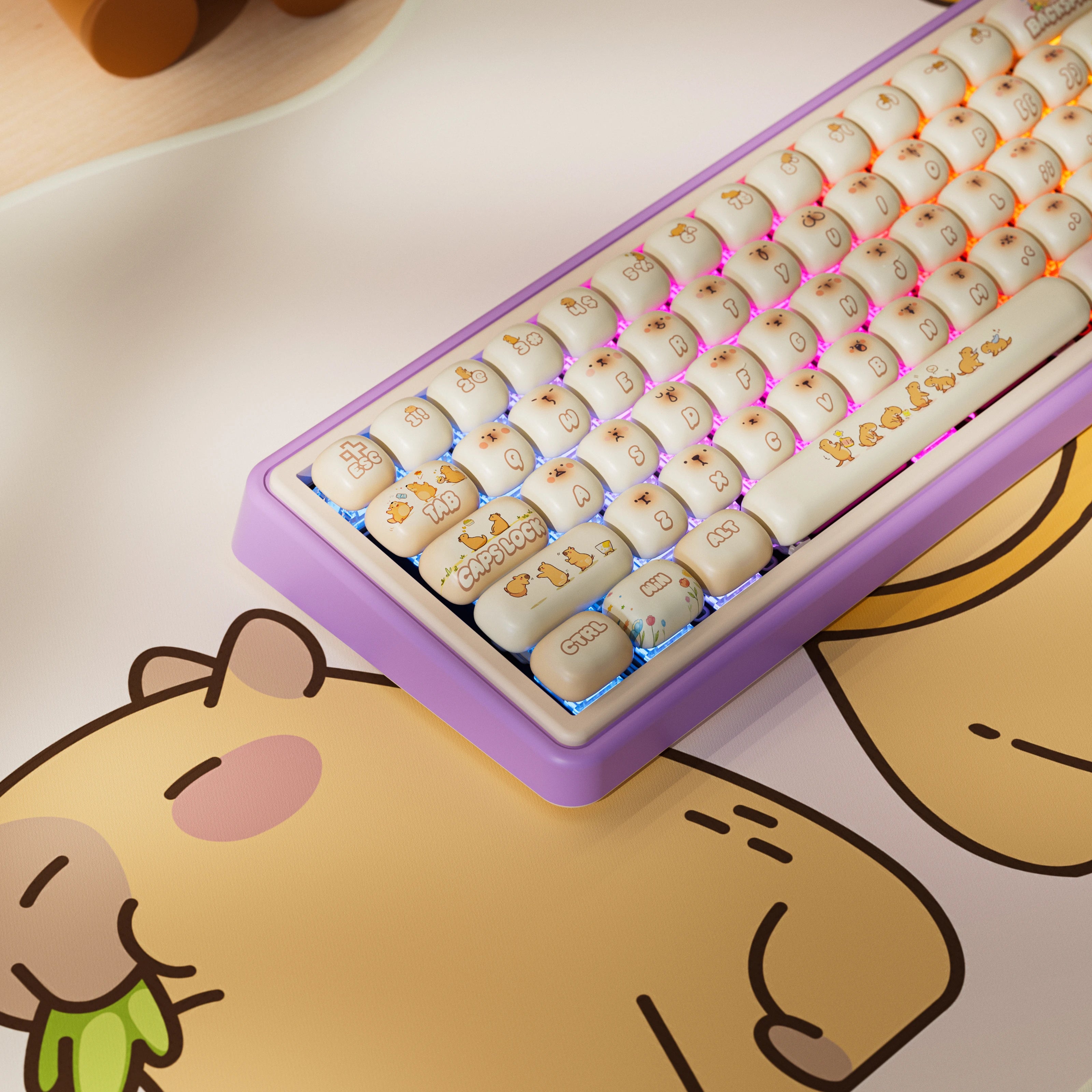 QwertyKey65 Pro Capibara Bluetooth Inalámbrica VIA Hotswap RGB Teclado Mecánico Gaming