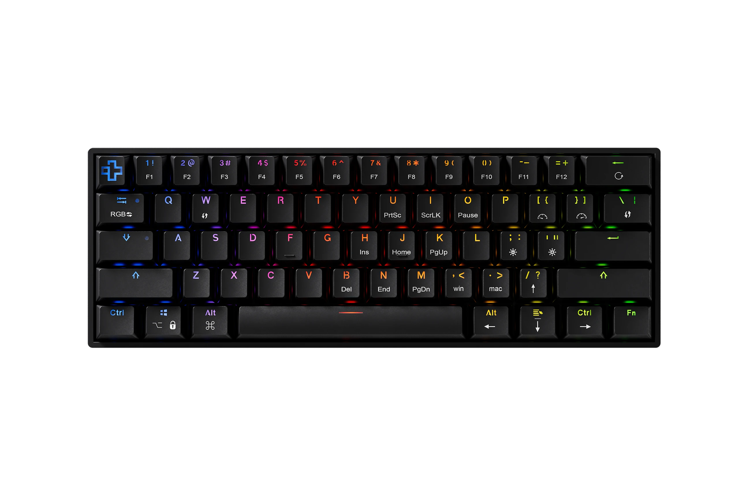 QwertyKey H61 Split Fekete Hotswap RGB Mechanikus Gaming Billentyűzet