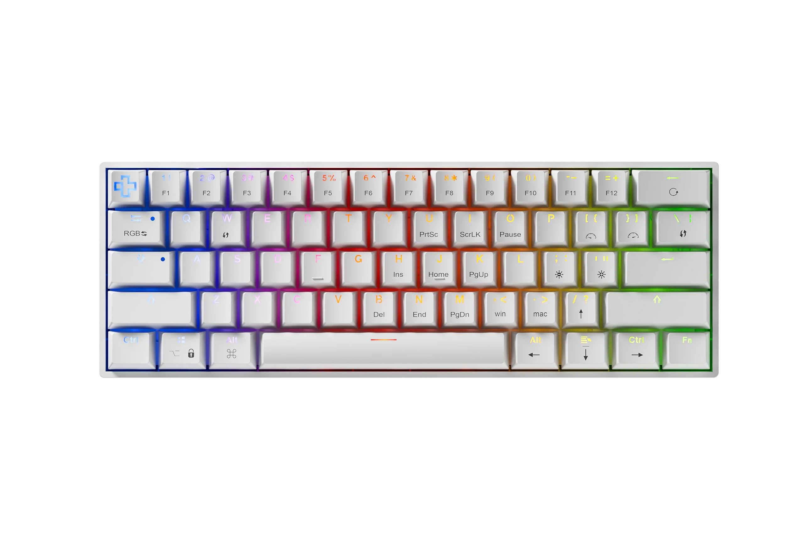 QwertyKey H61 Split White Hotswap RGB Mechanical Gaming Keyboard