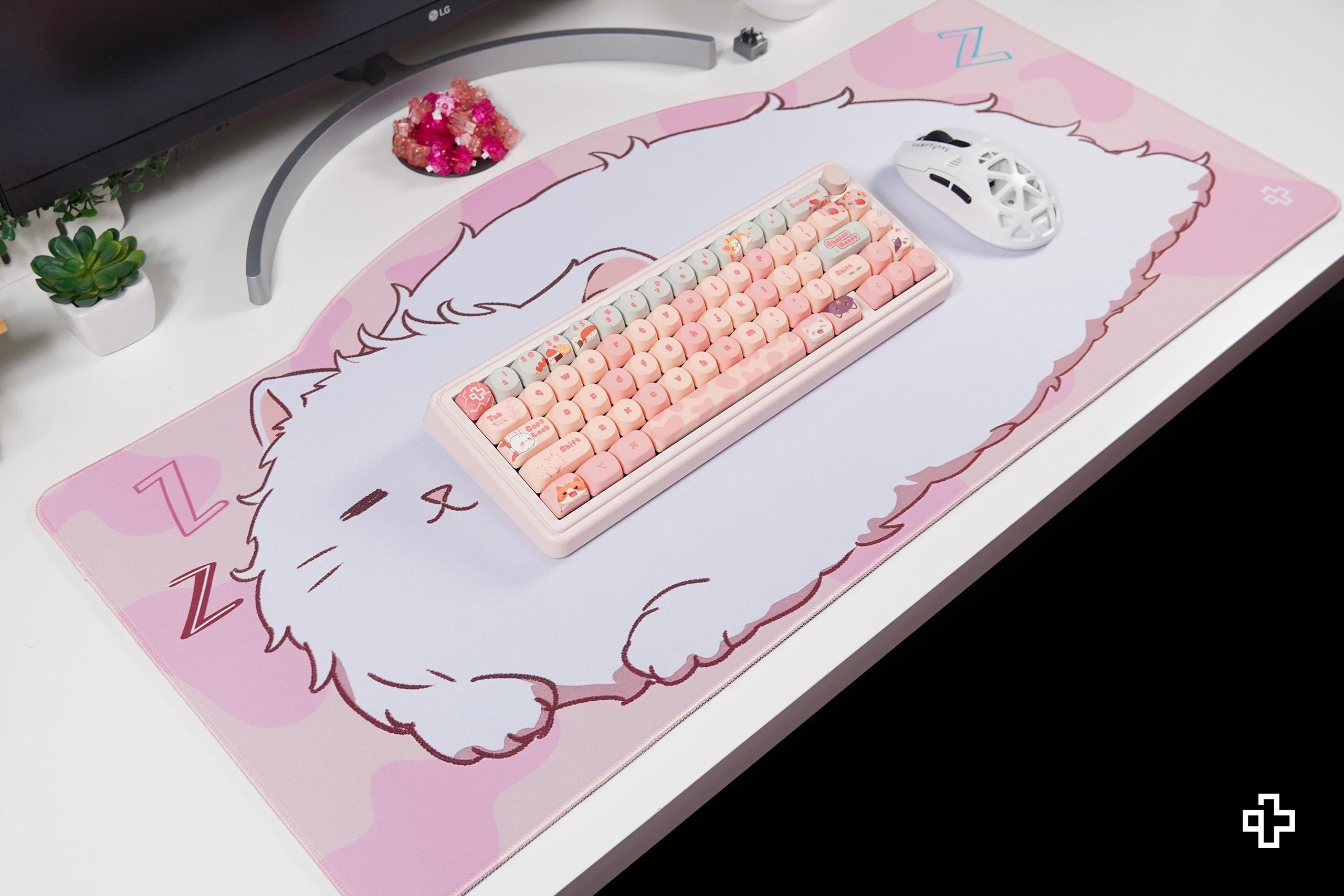 Deskmat Souris QwertyKey Bliss Pisica 4mm bords cousus