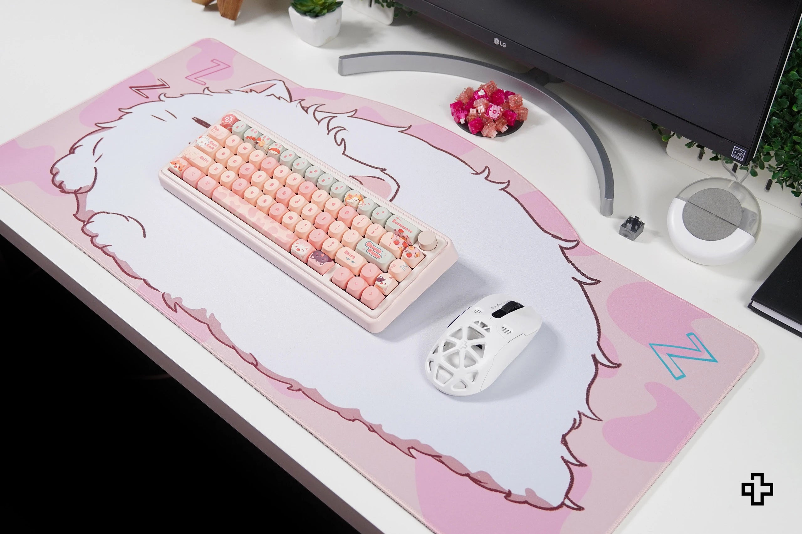 Deskmat Souris QwertyKey Bliss Pisica 4mm bords cousus