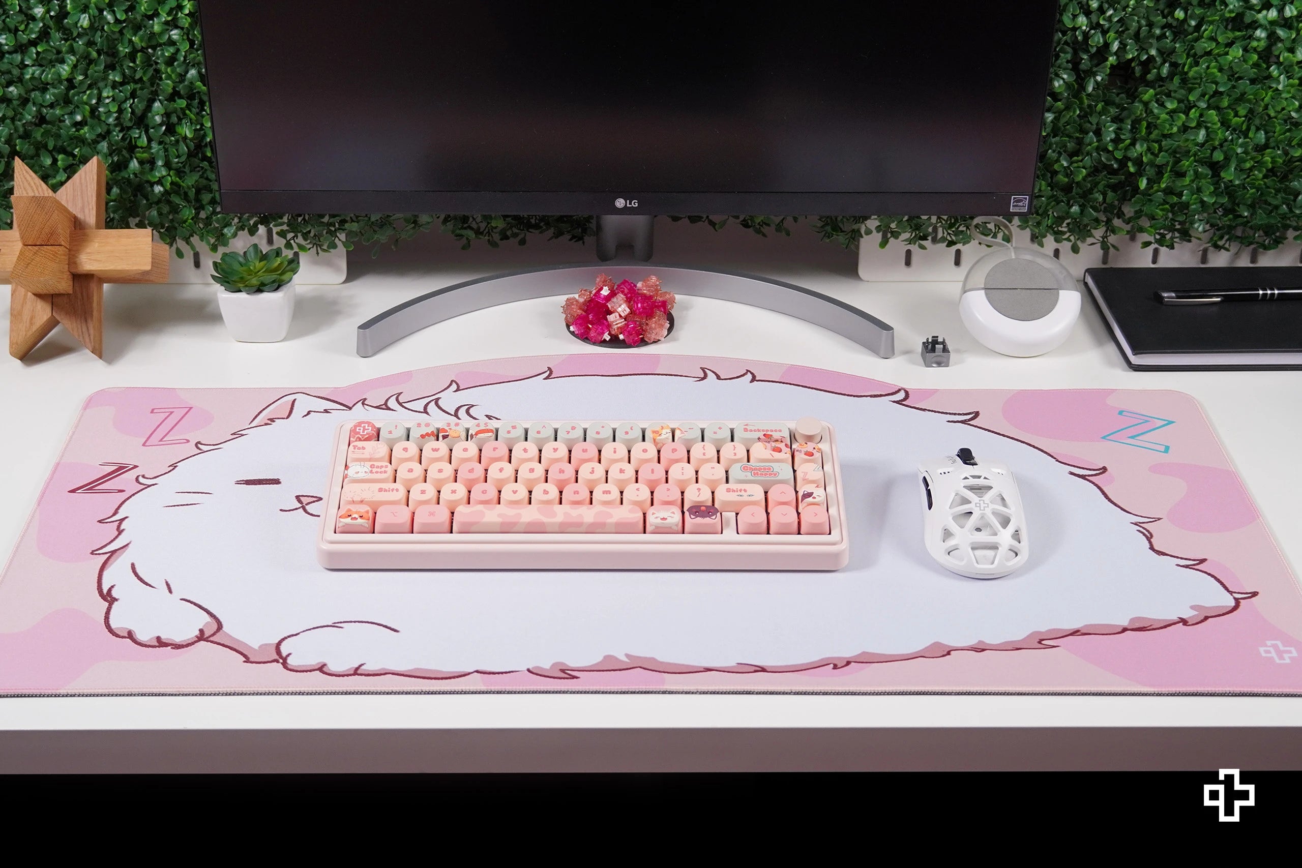 Deskmat Souris QwertyKey Bliss Pisica 4mm bords cousus