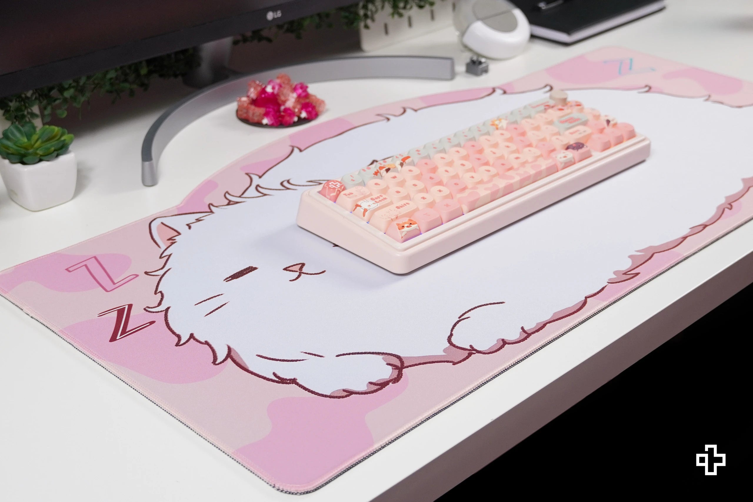 Deskmat Souris QwertyKey Bliss Pisica 4mm bords cousus