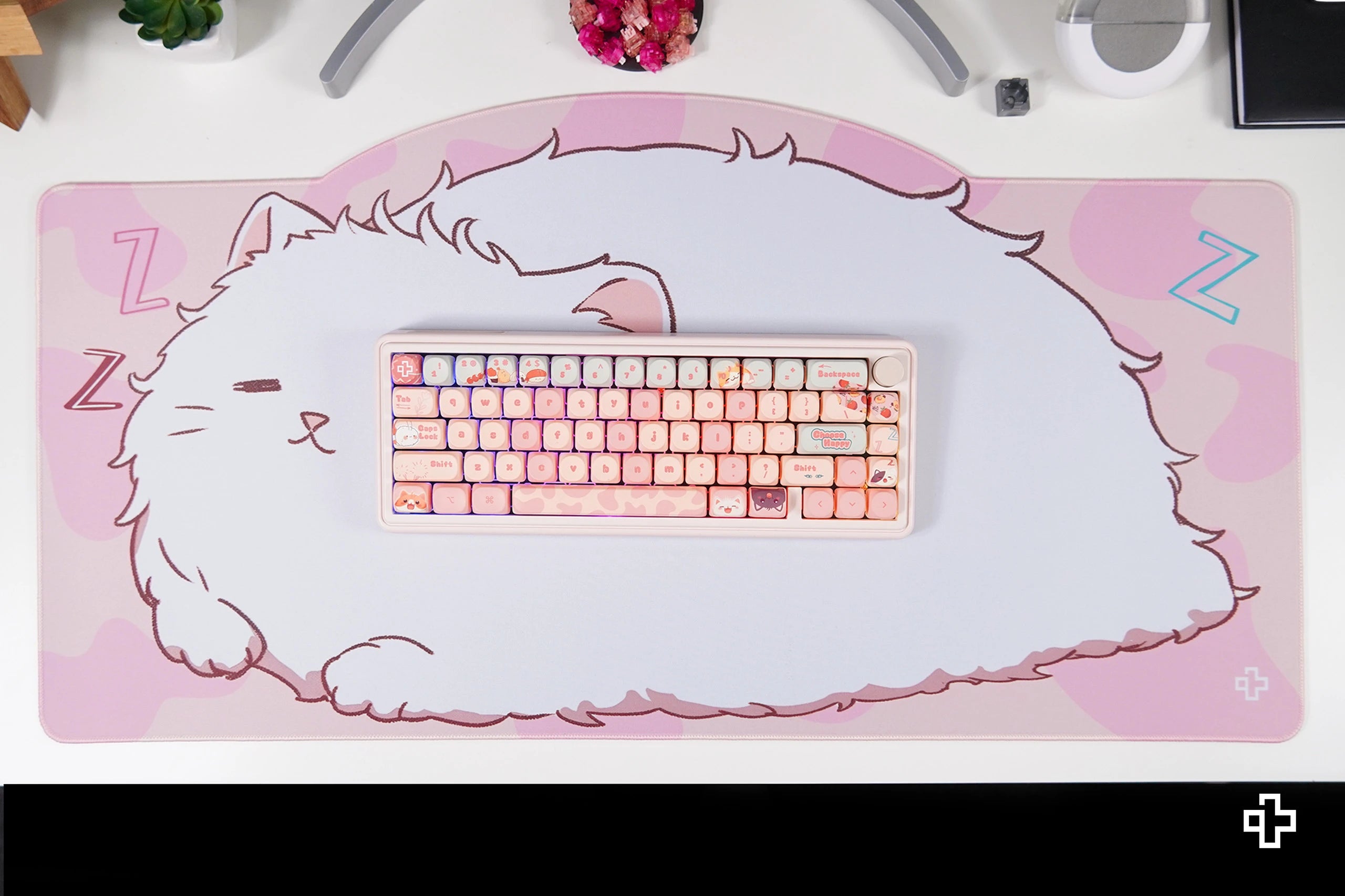 Deskmat Souris QwertyKey Bliss Pisica 4mm bords cousus