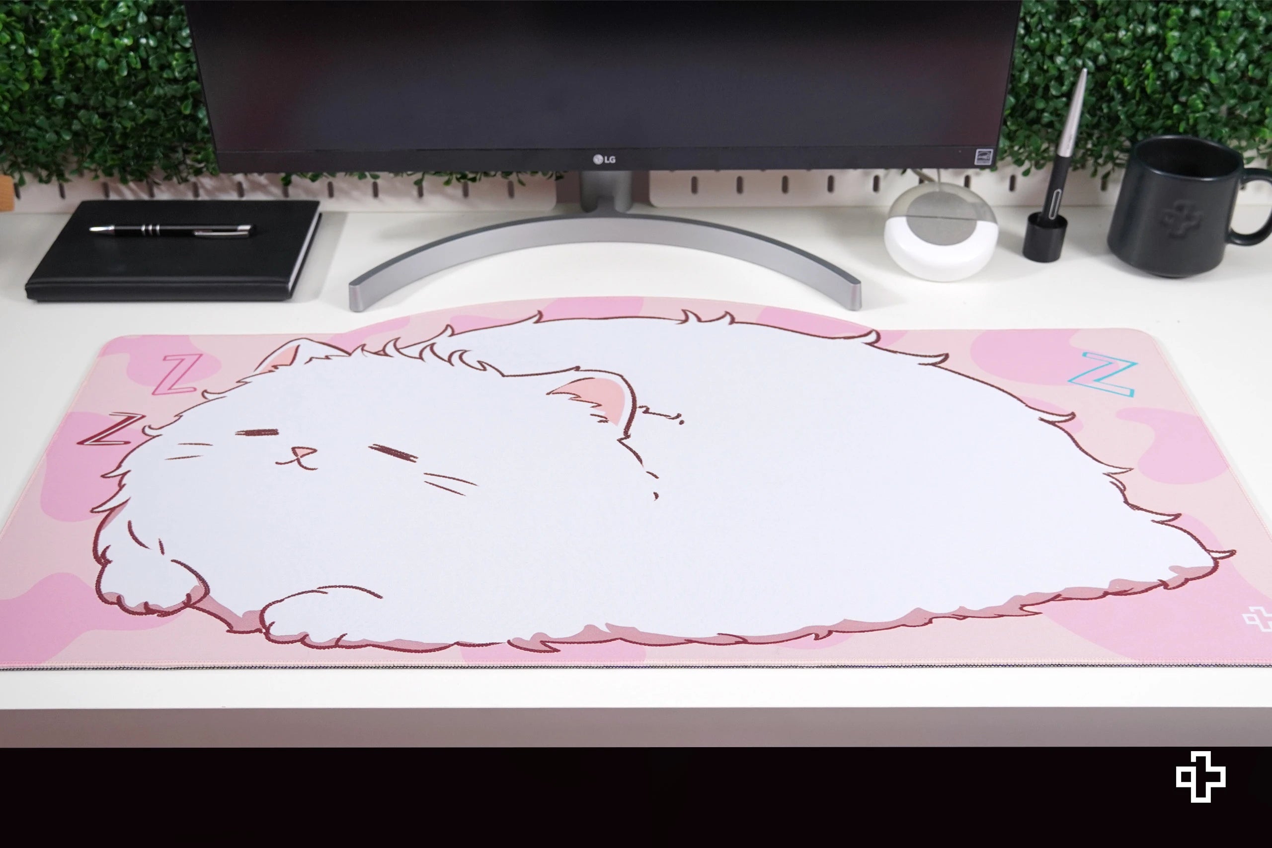 Deskmat Souris QwertyKey Bliss Pisica 4mm bords cousus
