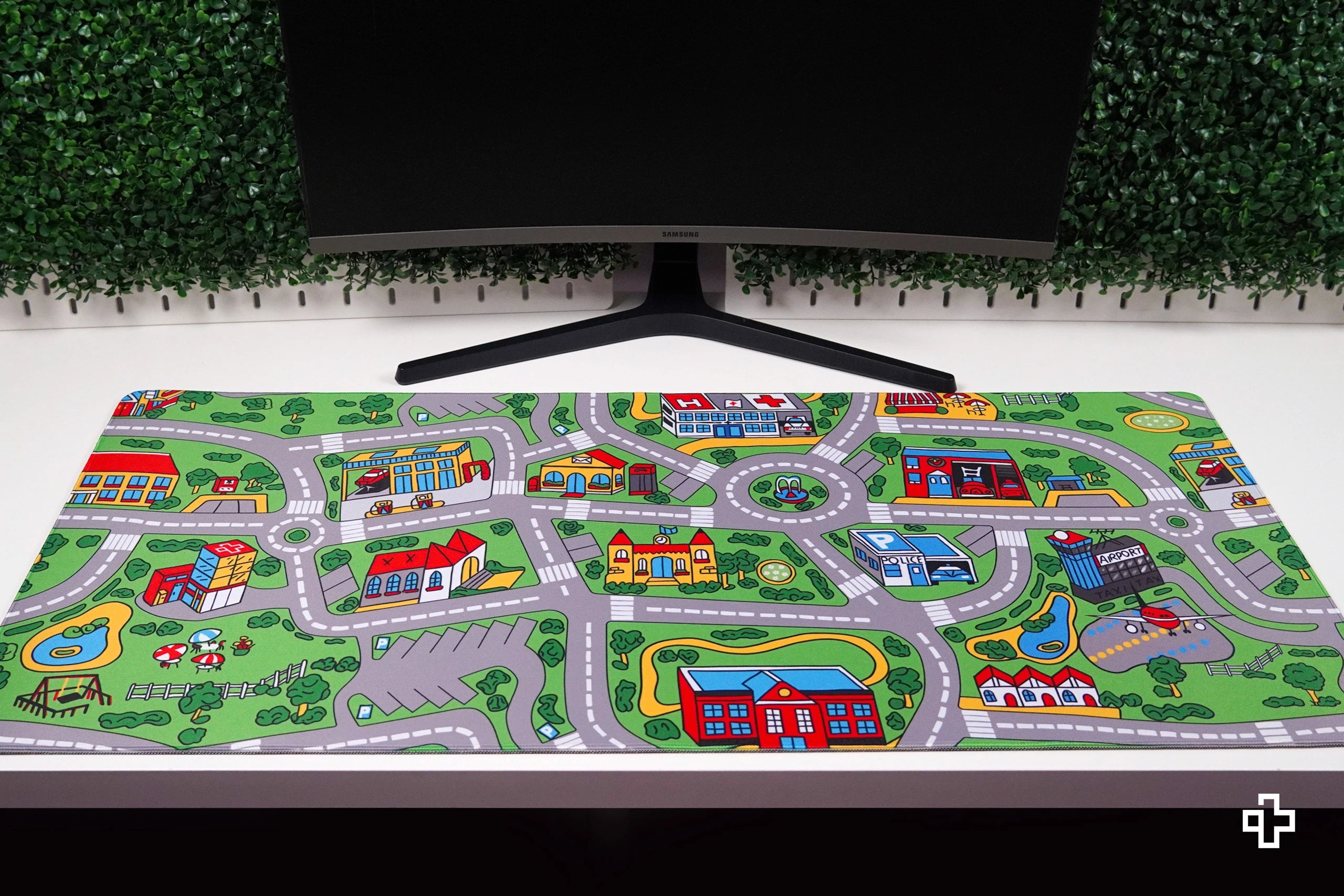 Deskmat Mousepad QwertyKey Nostalgie Belebte Stadt 4mm genähte Ränder