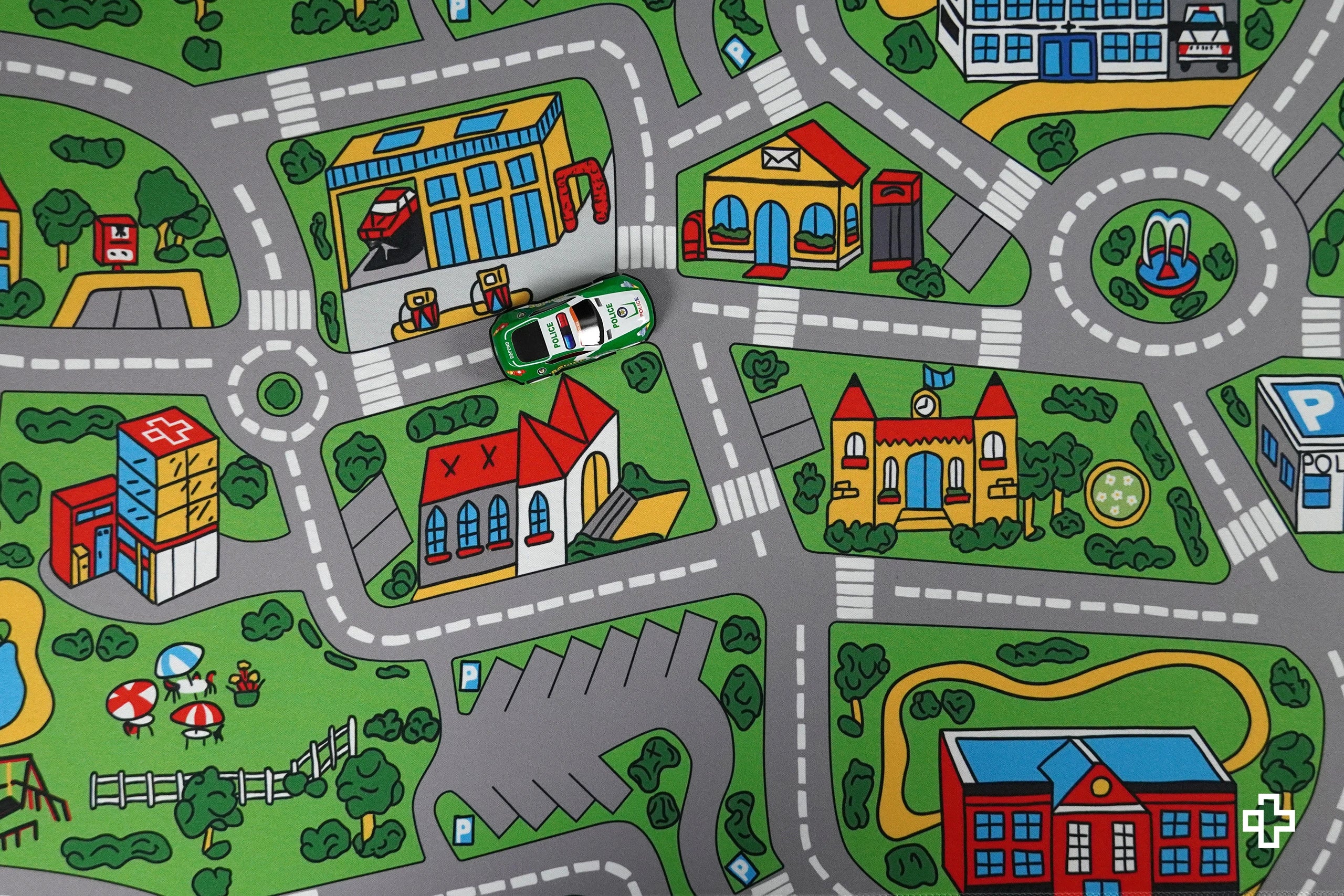 Deskmat Mousepad QwertyKey Nostalgie Belebte Stadt 4mm genähte Ränder