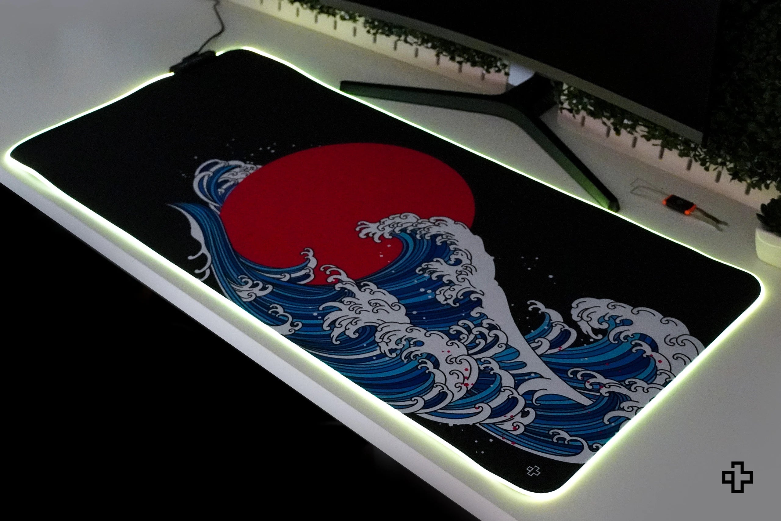 Deskmat Mousepad QwertyKey RGB JapanWave 4mm margini cucite