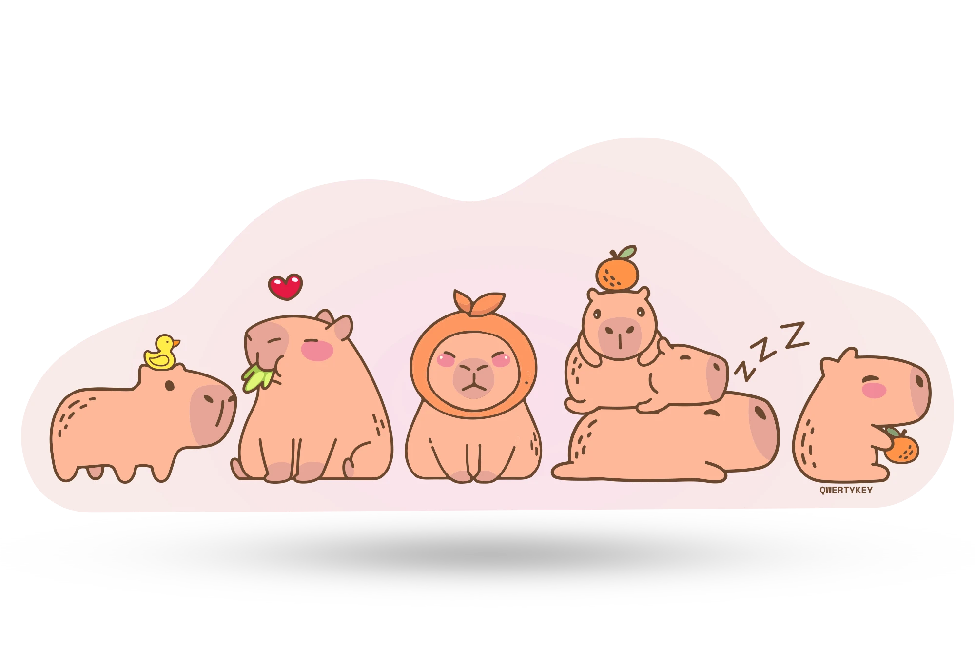 Deskmat Musmatta QwertyKey Kapybara 4mm sydda kanter