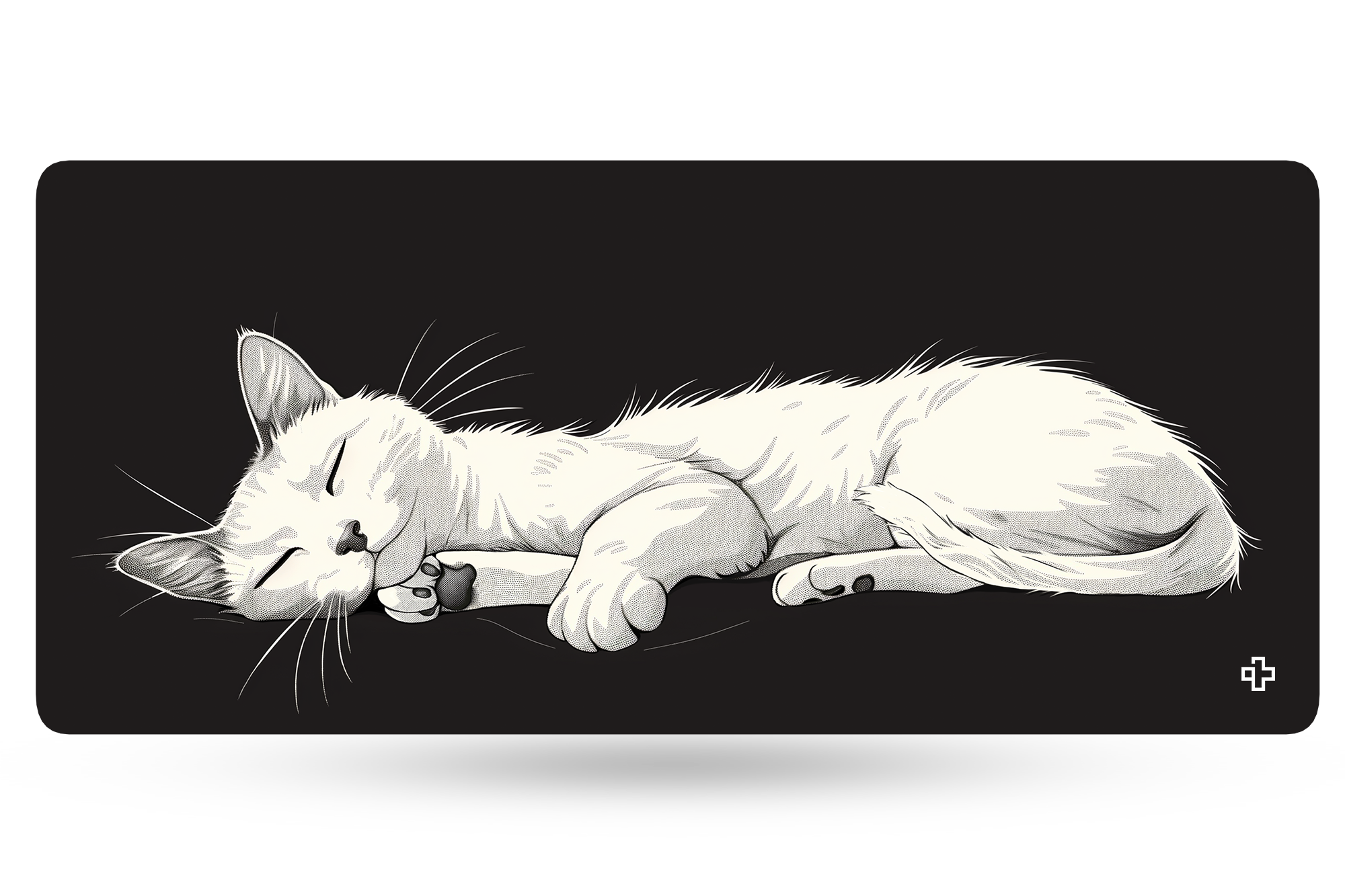 Deskmat Mousepad QwertyKey Black Cat 4mm stitched edges