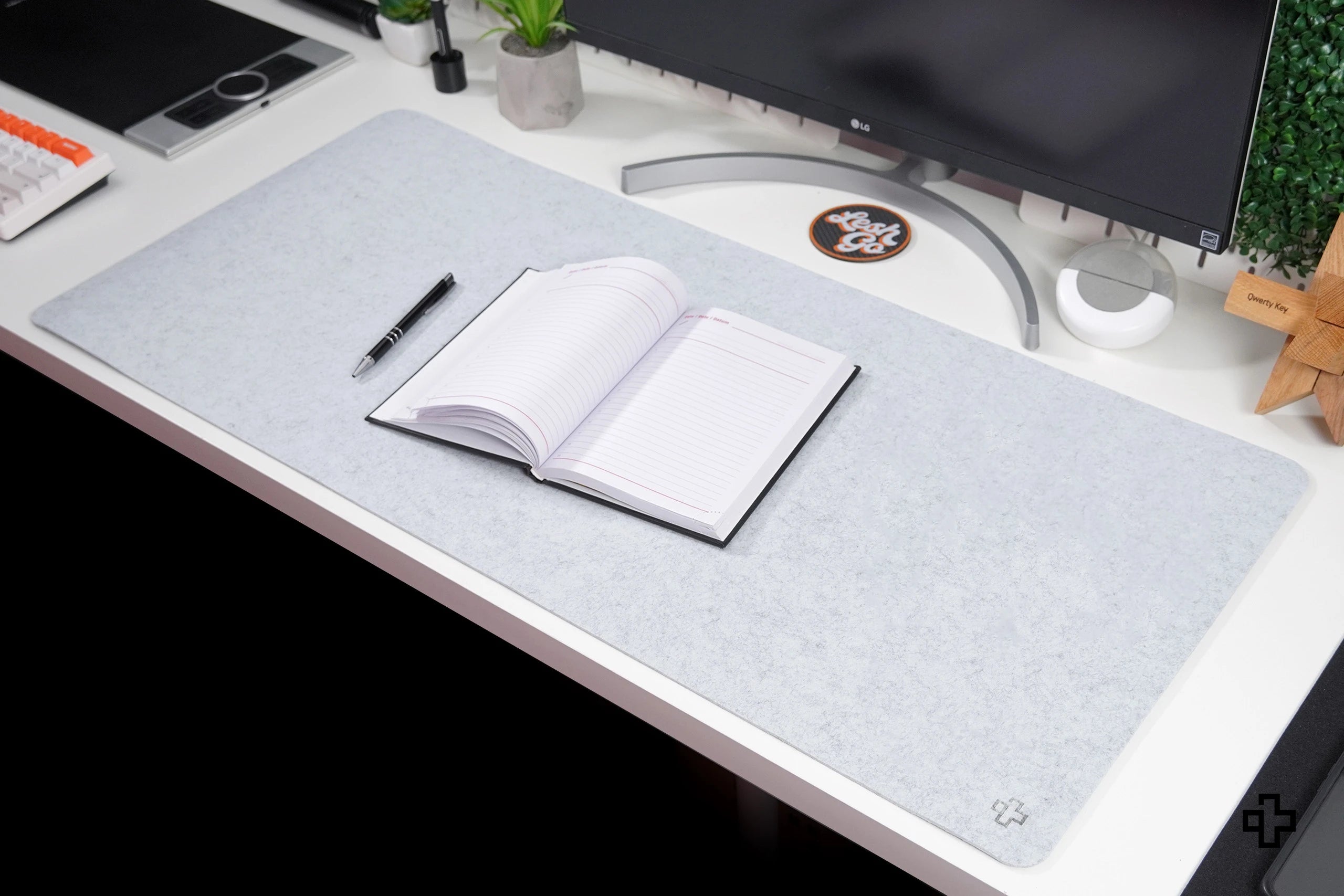 Tapis de bureau Tapis de souris QwertyKey en feutre Gri