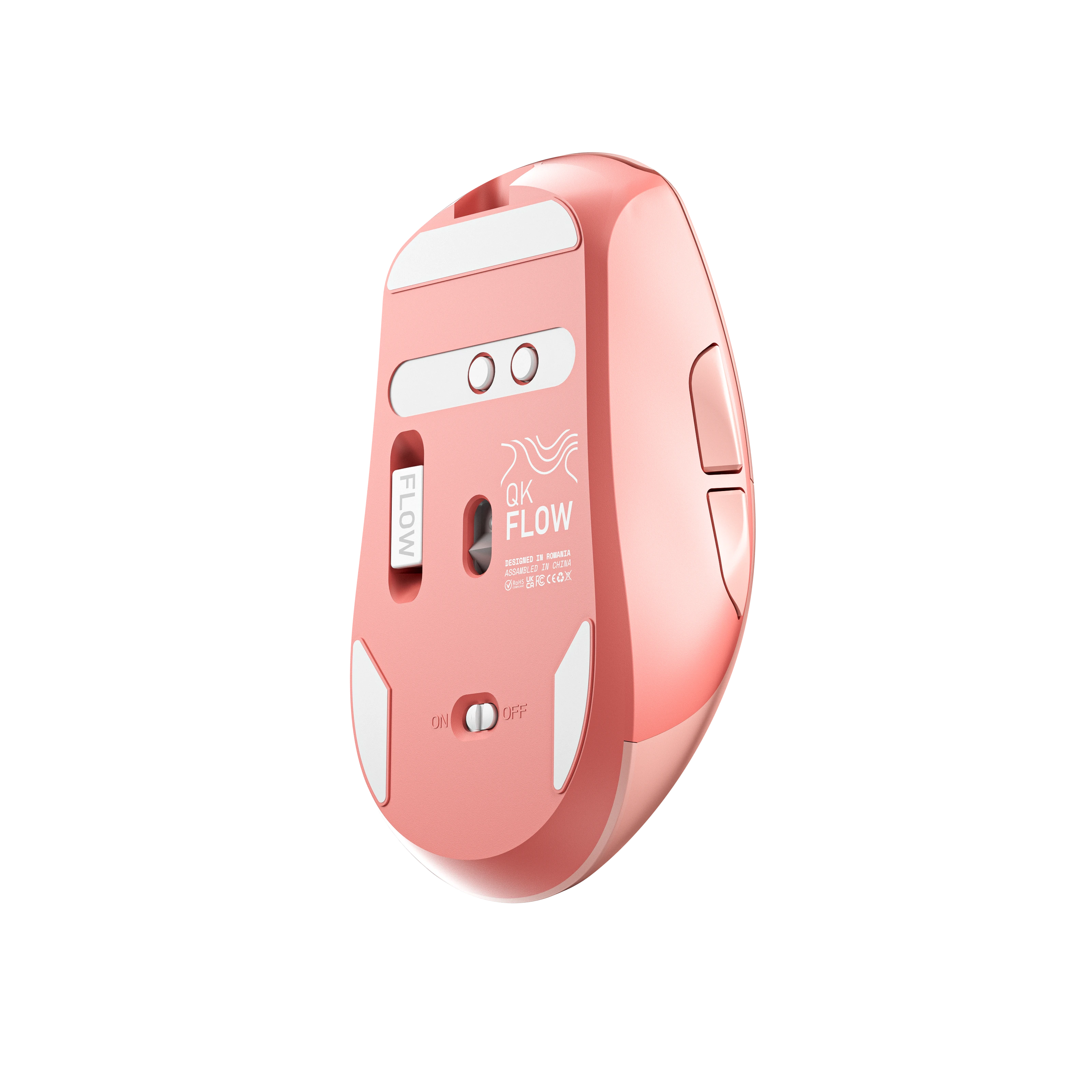 Souris QwertyKey Flow Office Bluetooth sans fil RVB Rose