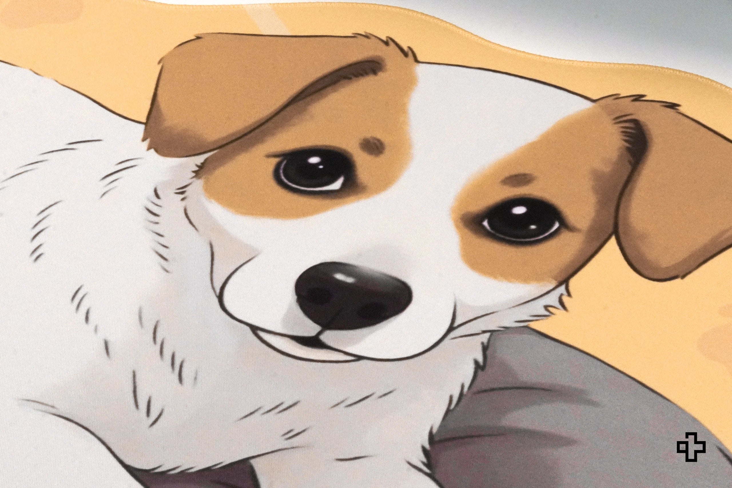 Deskmat Mousepad QwertyKey Hond Vreugde 4mm genaaide randen